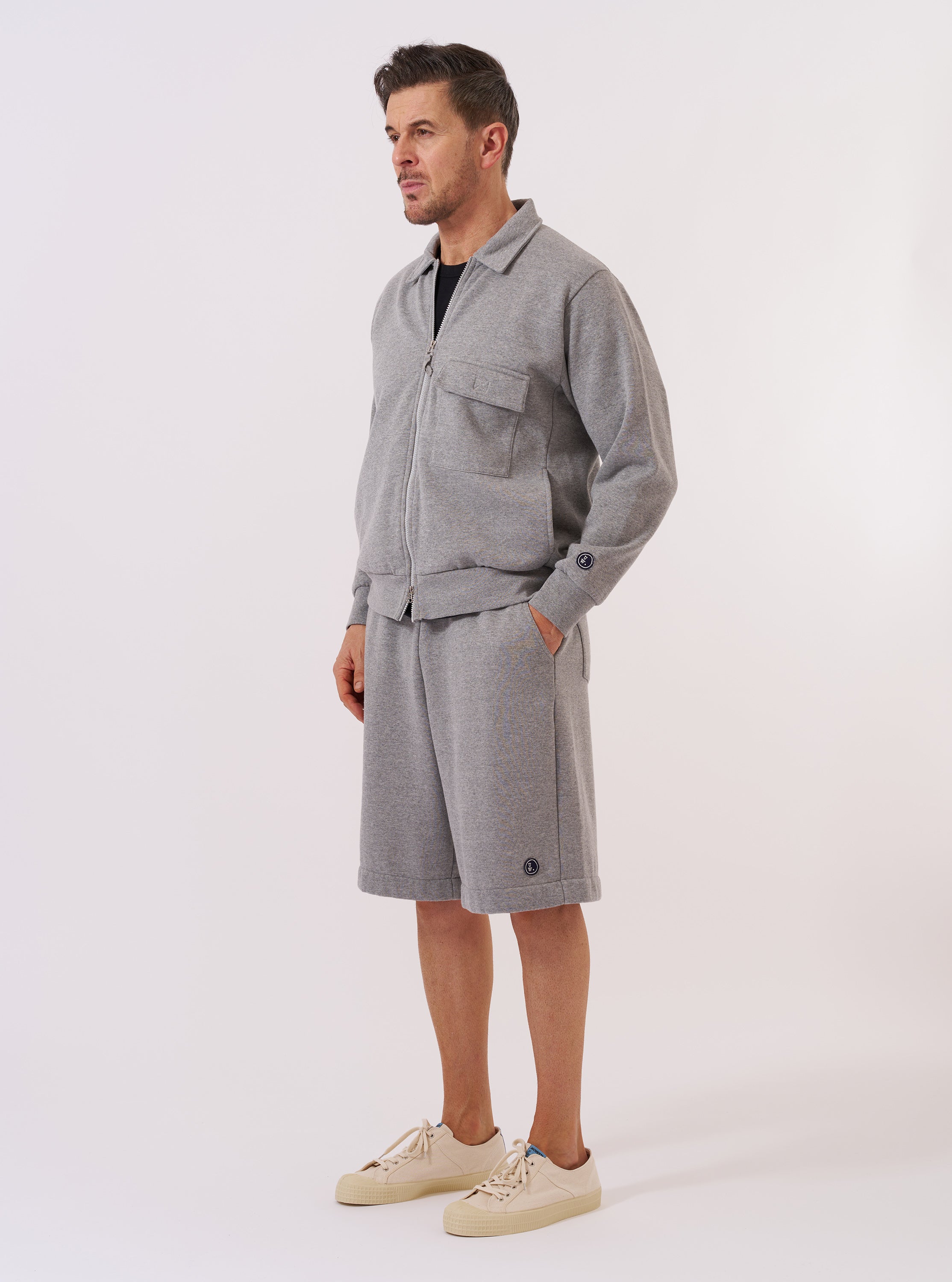 Men's Grey Marl Recycled Cotton Blend Jersey Tyler Jacket