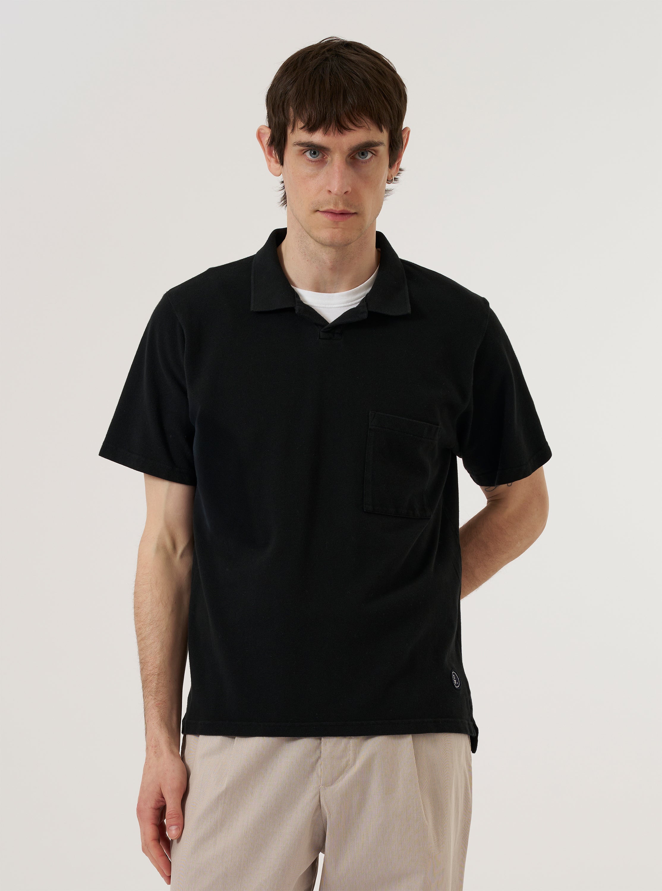 Men's Black Piquet Vacation Polo – Universal Works