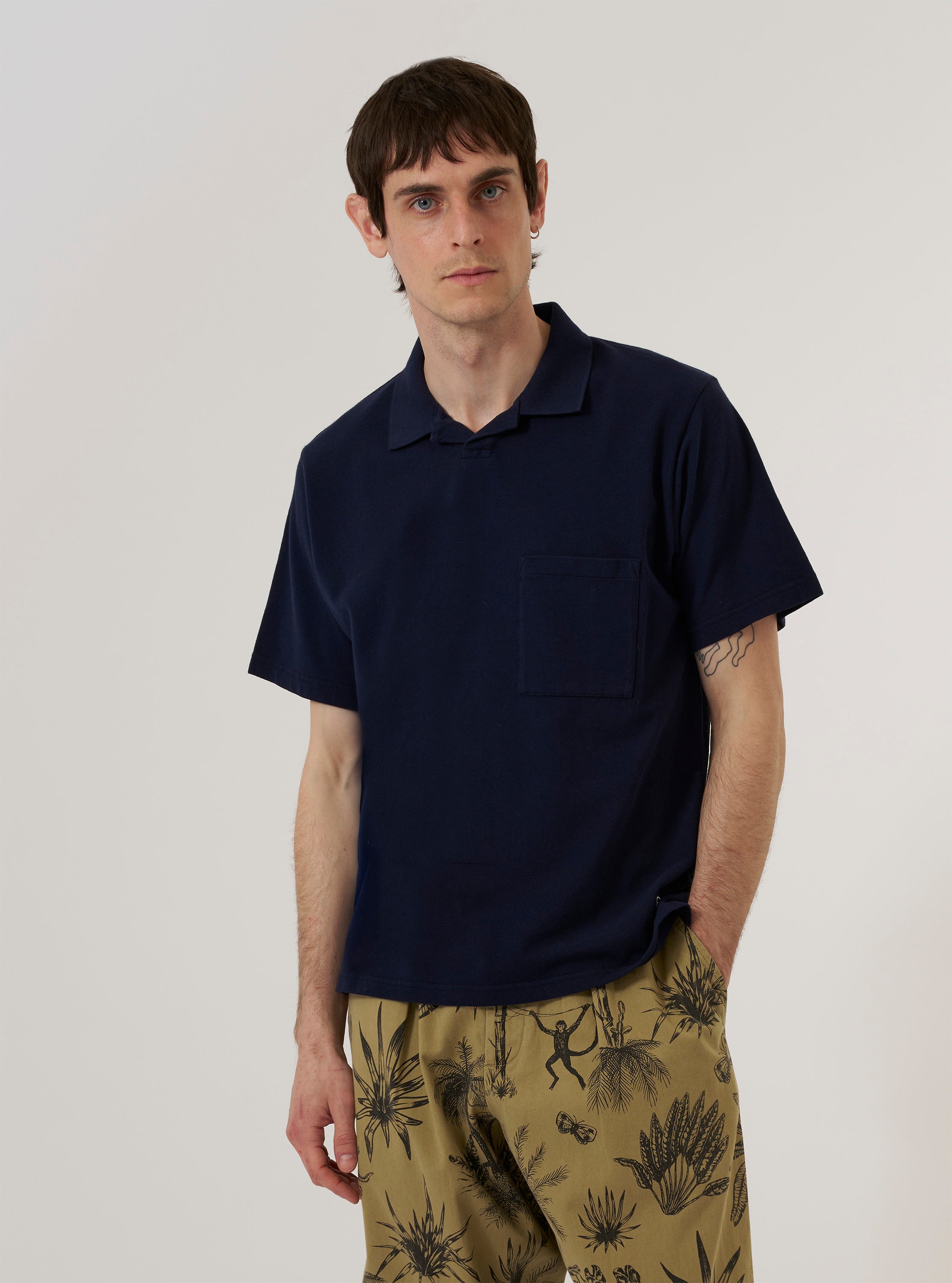 Men's Bright Navy Piquet Vacation Polo – Universal Works