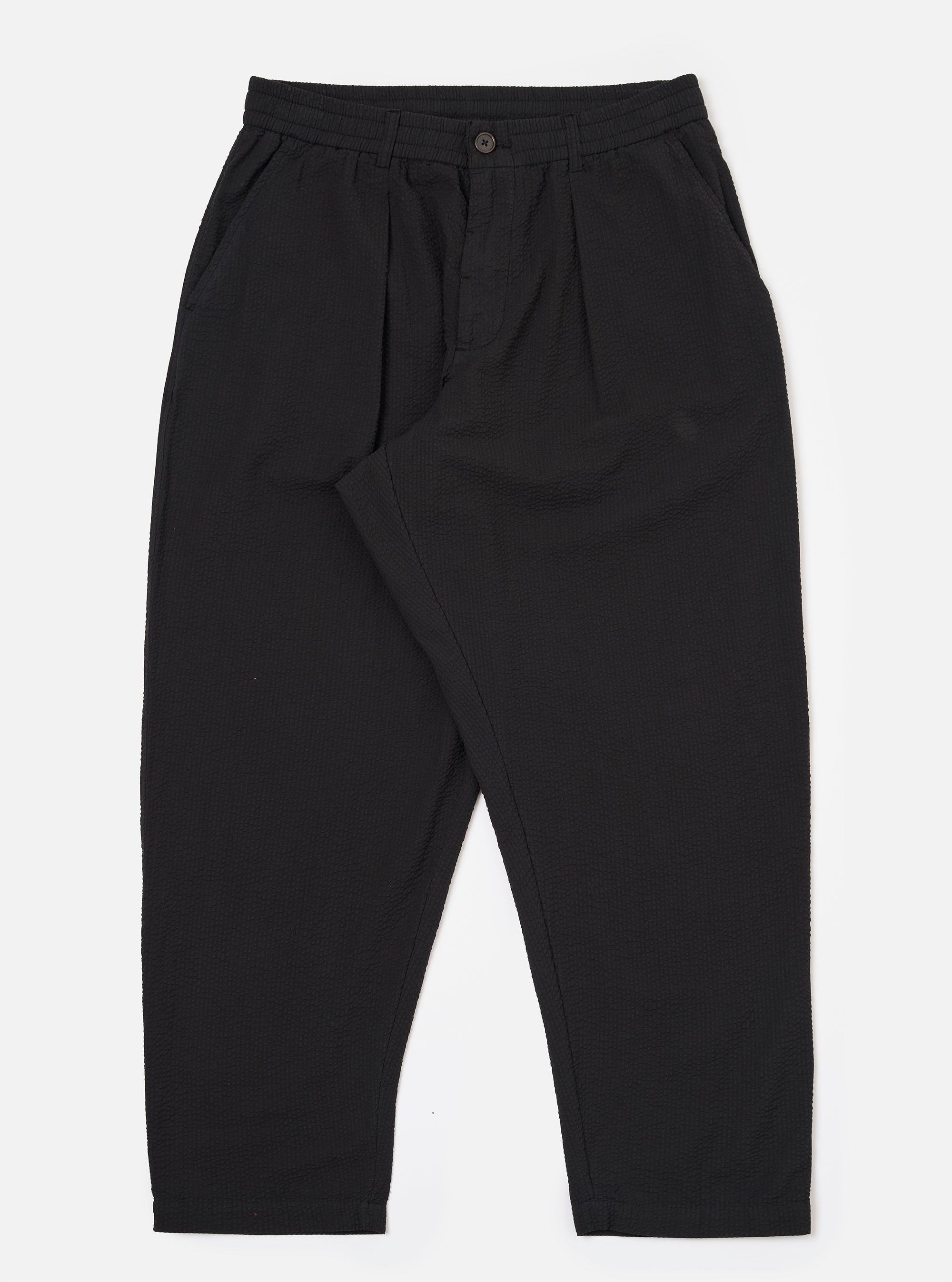 Black Merida Seersucker Pleated Track Pant