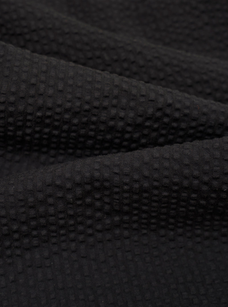 Black Merida Seersucker Three Button Jacket