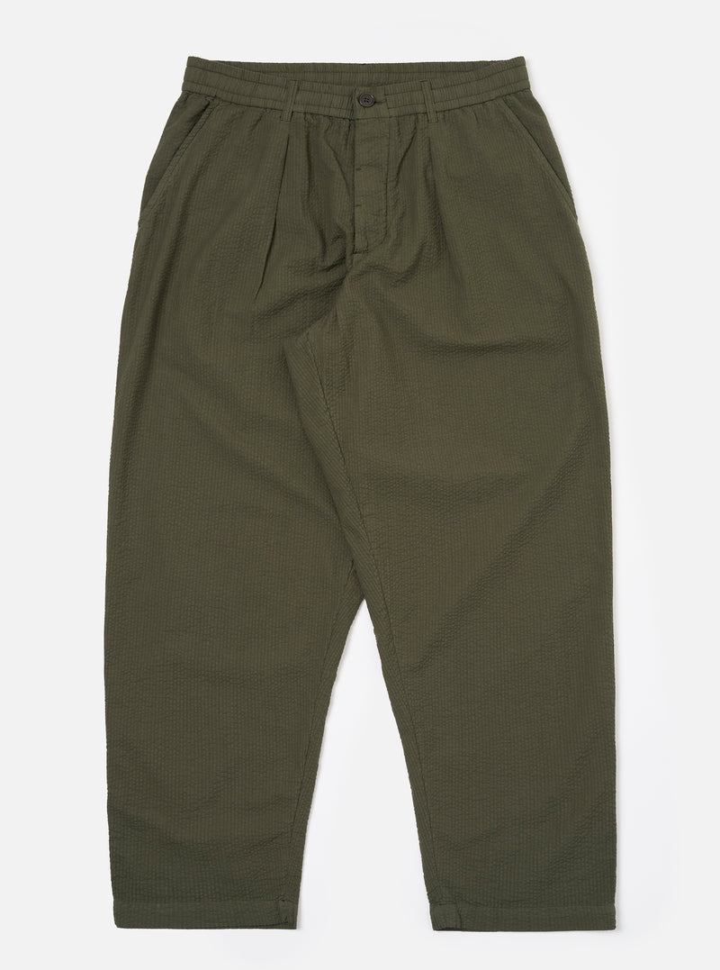 Olive Merida Seersucker Pleated Track Pant