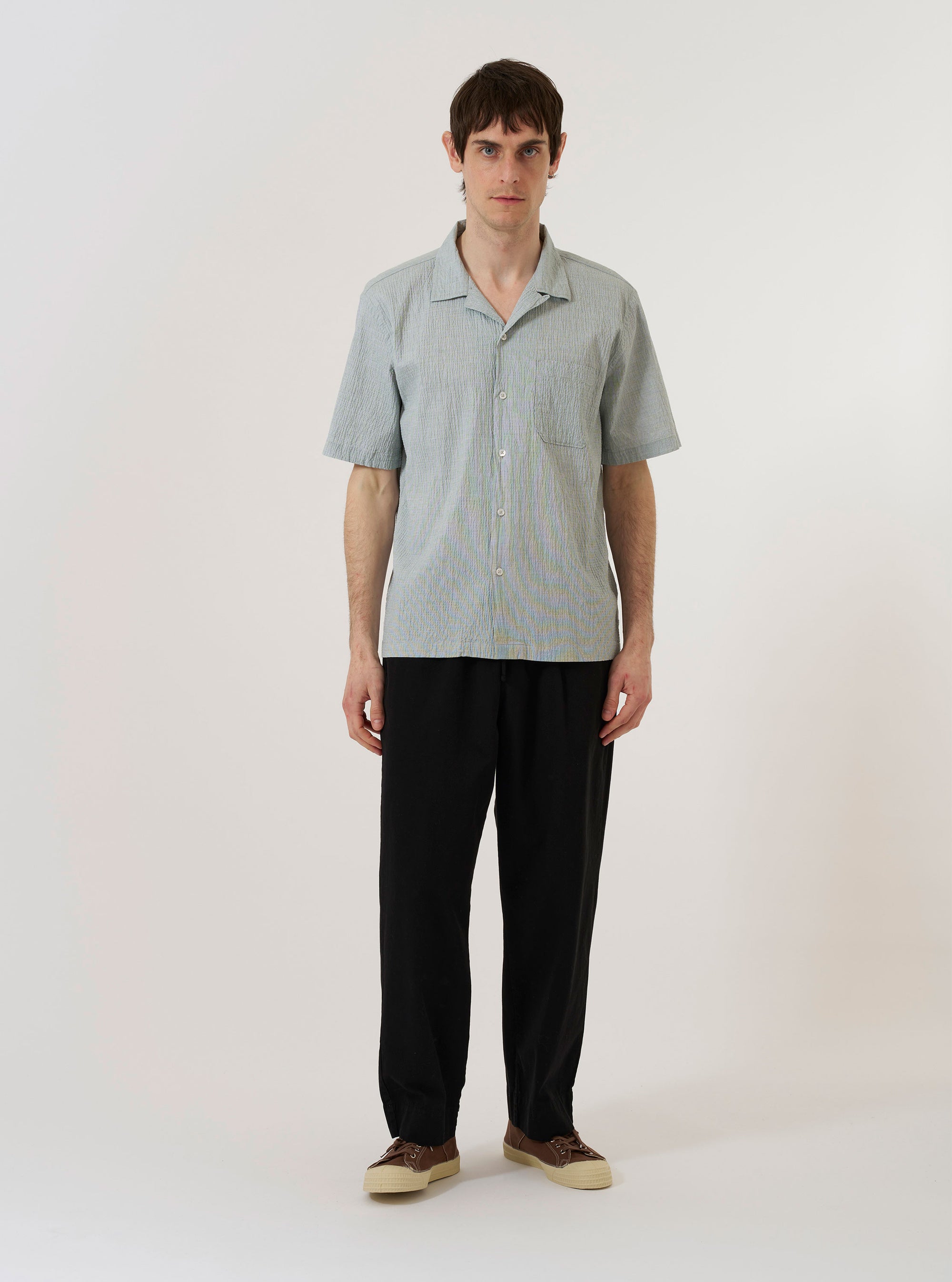 Green Seersucker Road Shirt