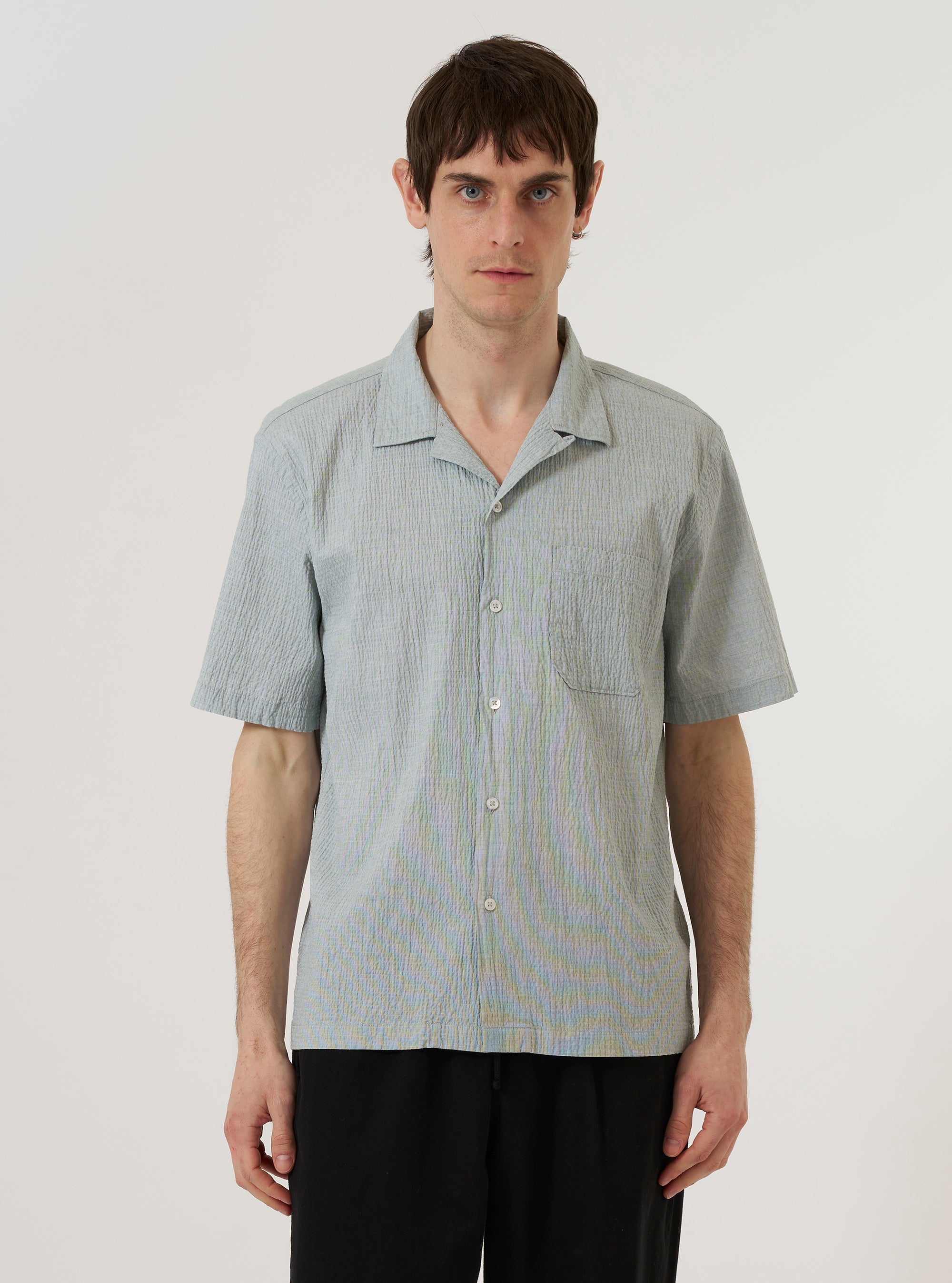 Green Seersucker Road Shirt