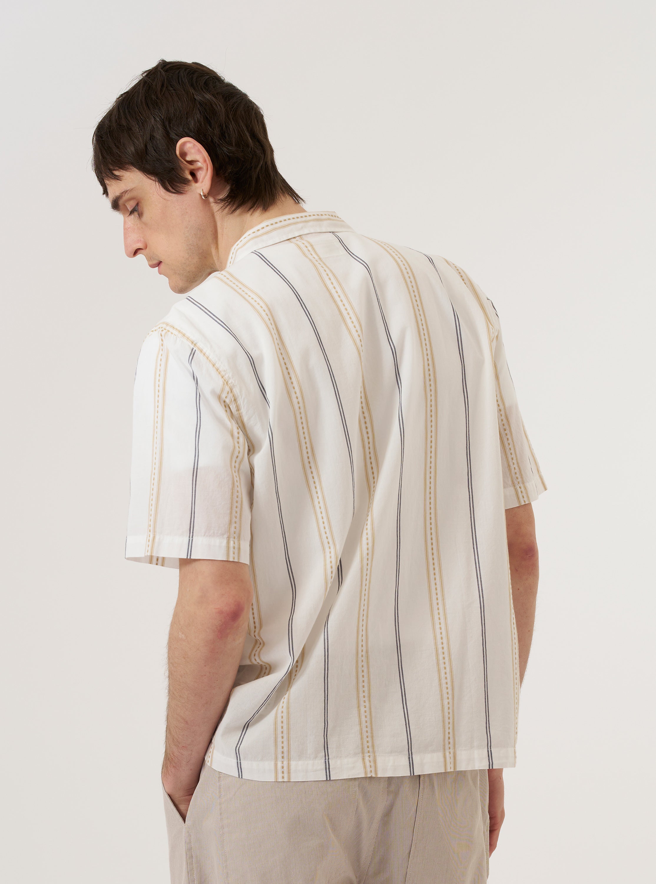 Men's Ecru/Navy/Sand Stripe Hendrix Stripe Road Shirt – Universal