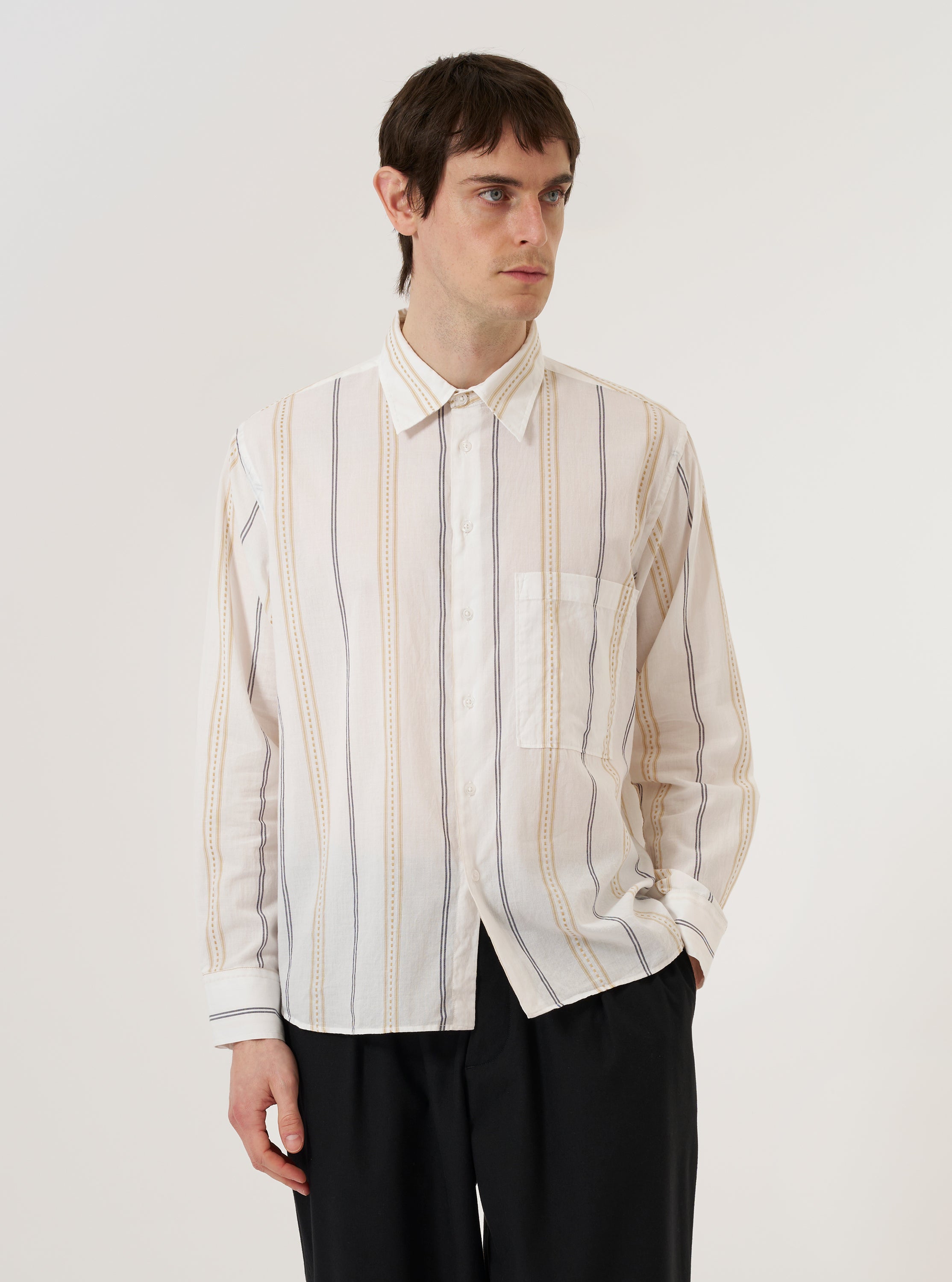 Men's Ecru/Navy/Tan Hendrix Stripe Square Pocket Shirt – Universal