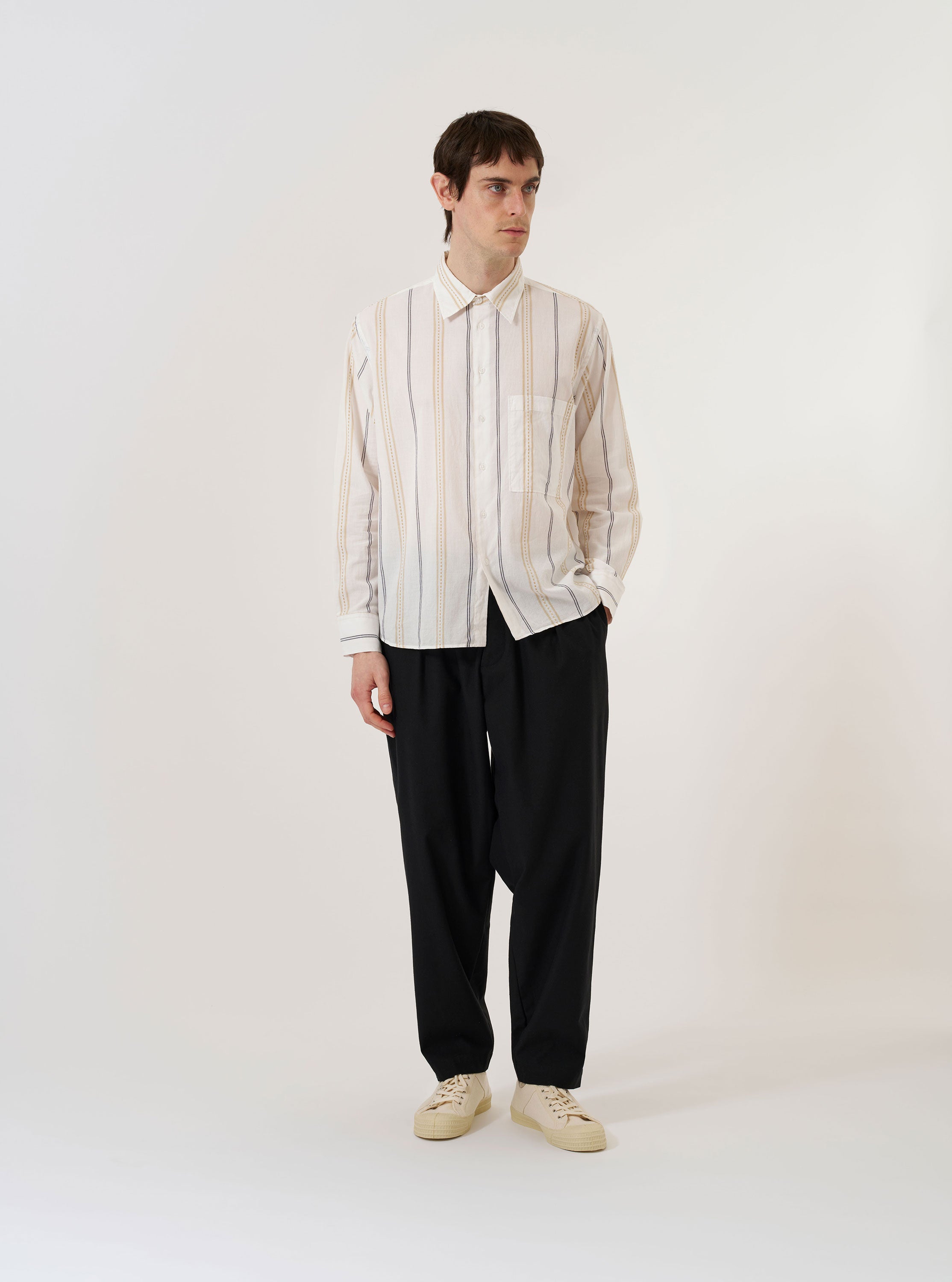 Men's Ecru/Navy/Tan Hendrix Stripe Square Pocket Shirt – Universal