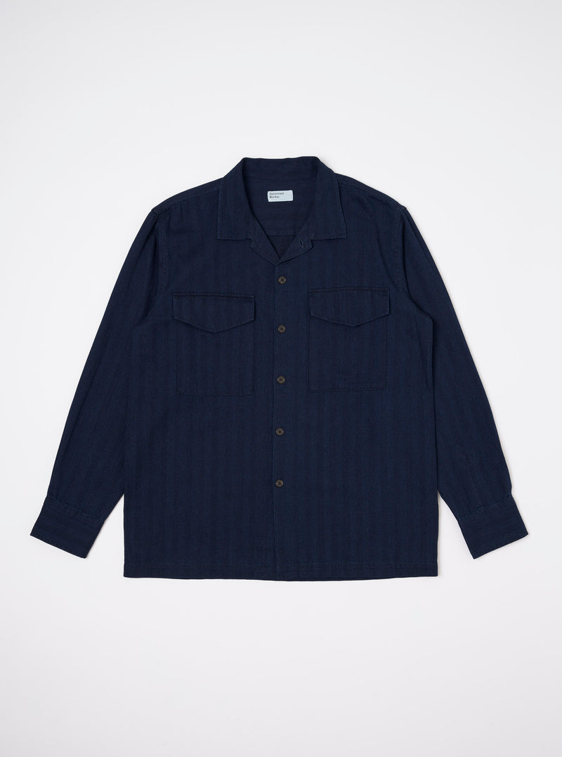 Indigo Recycled Herringbone Attendant Shirt