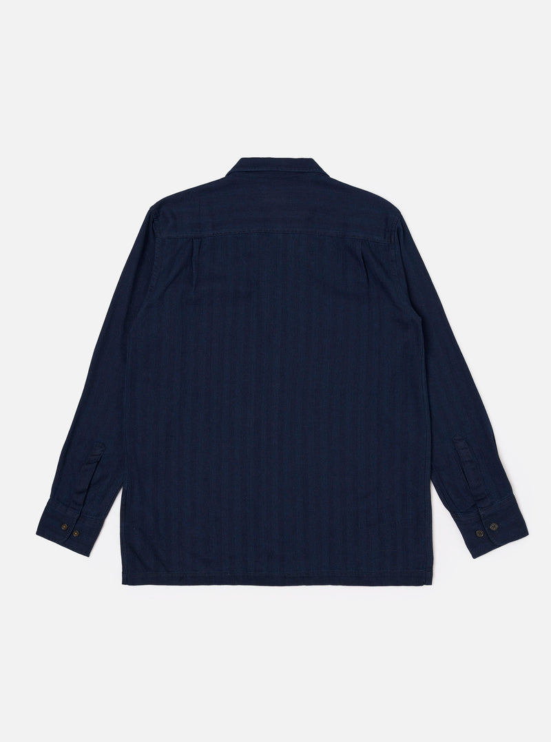 Indigo Recycled Herringbone Attendant Shirt