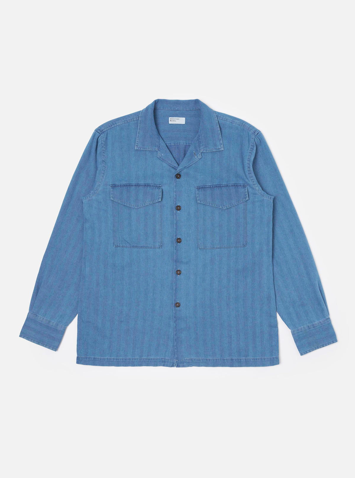 Men's Washed Indigo Recycled Herringbone Attendant Shirt – Universal Works