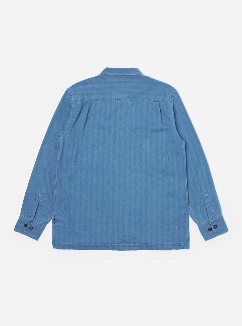 Washed Indigo Recycled Herringbone Attendant Shirt