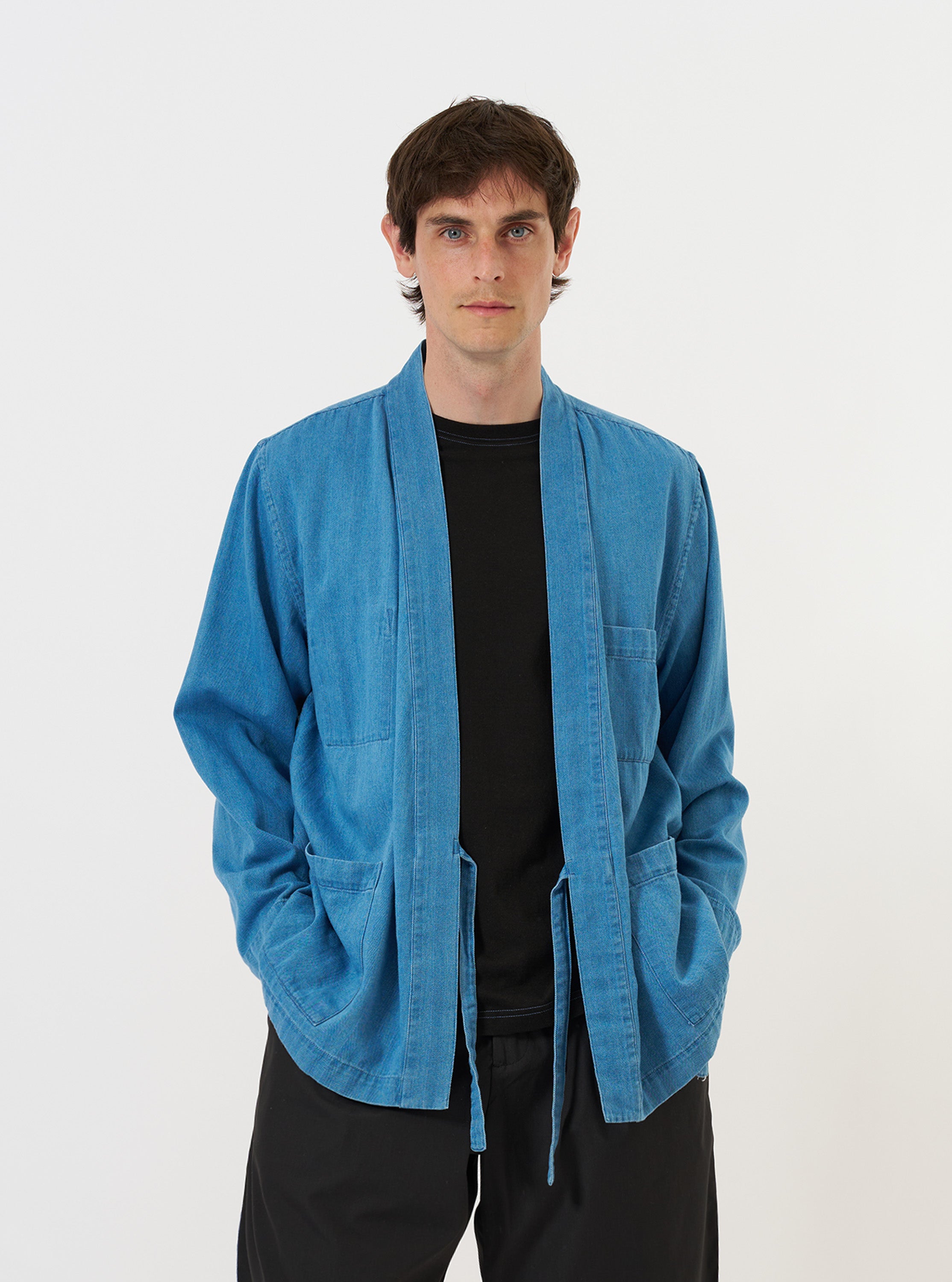 Men's Washed Indigo Recycled Herringbone Kyoto Work Jacket