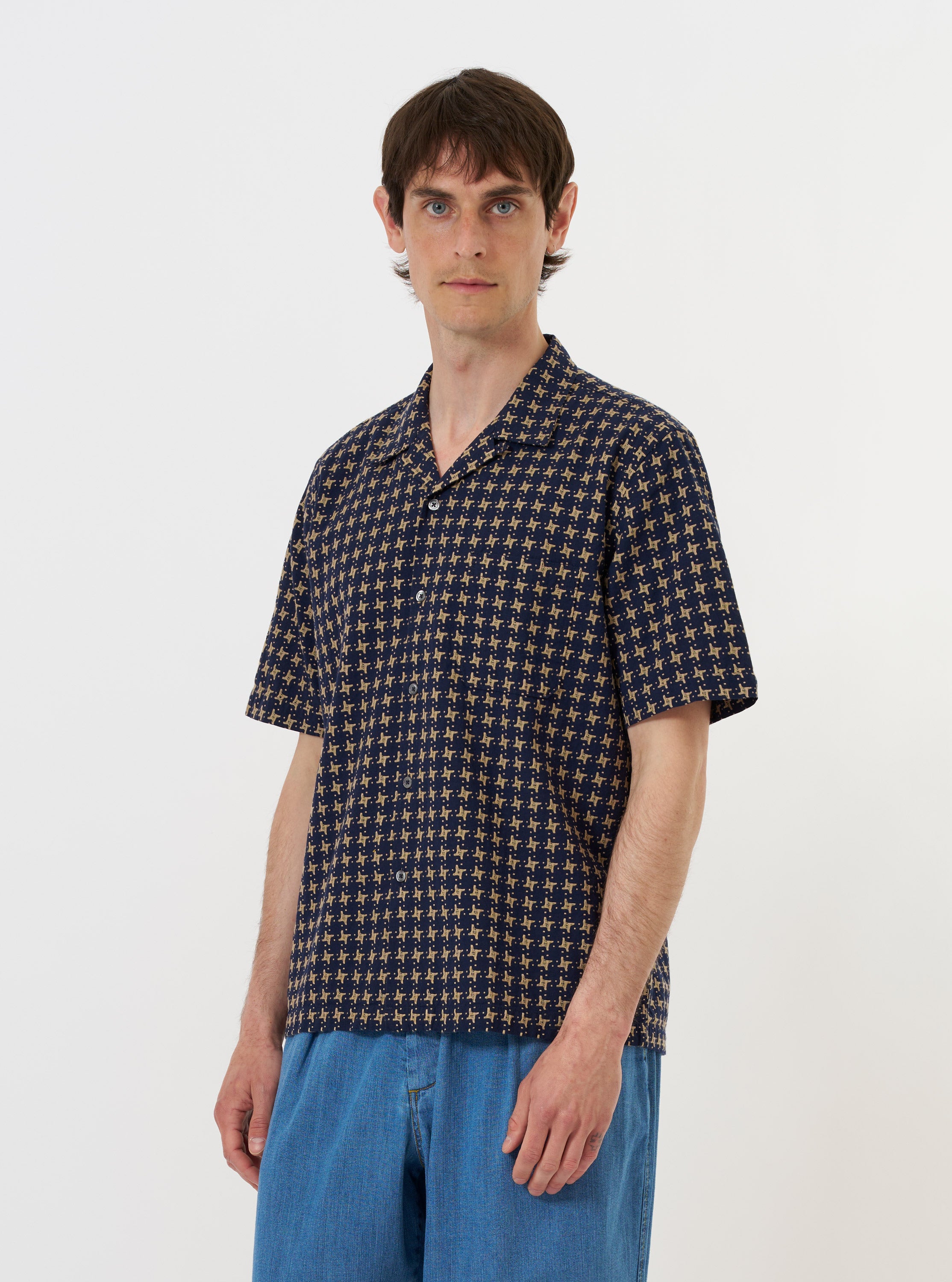Men's Navy/Sand Rhodes 8 Cotton Road Shirt – Universal Works