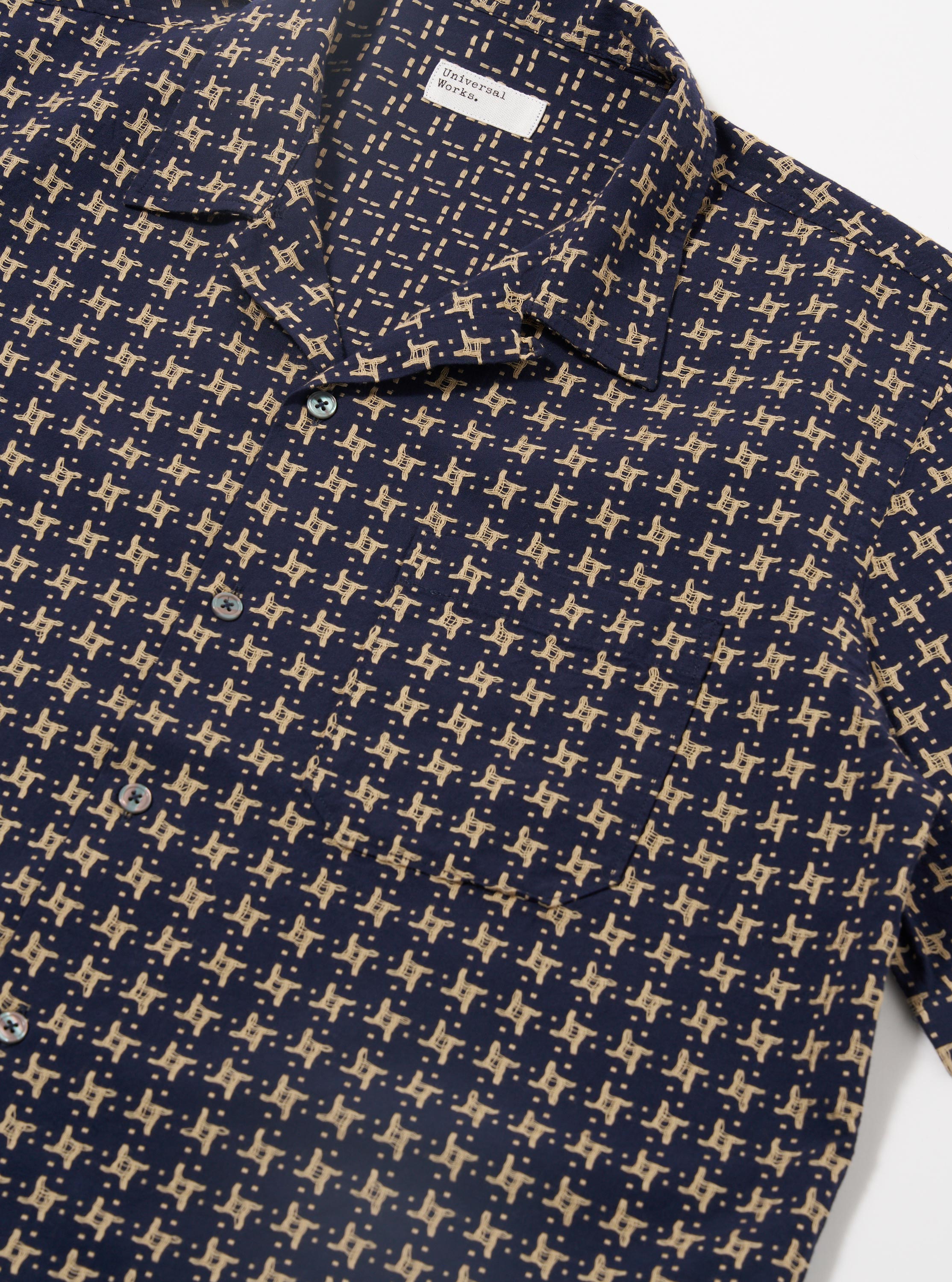 Men's Navy/Sand Rhodes 8 Cotton Road Shirt – Universal Works