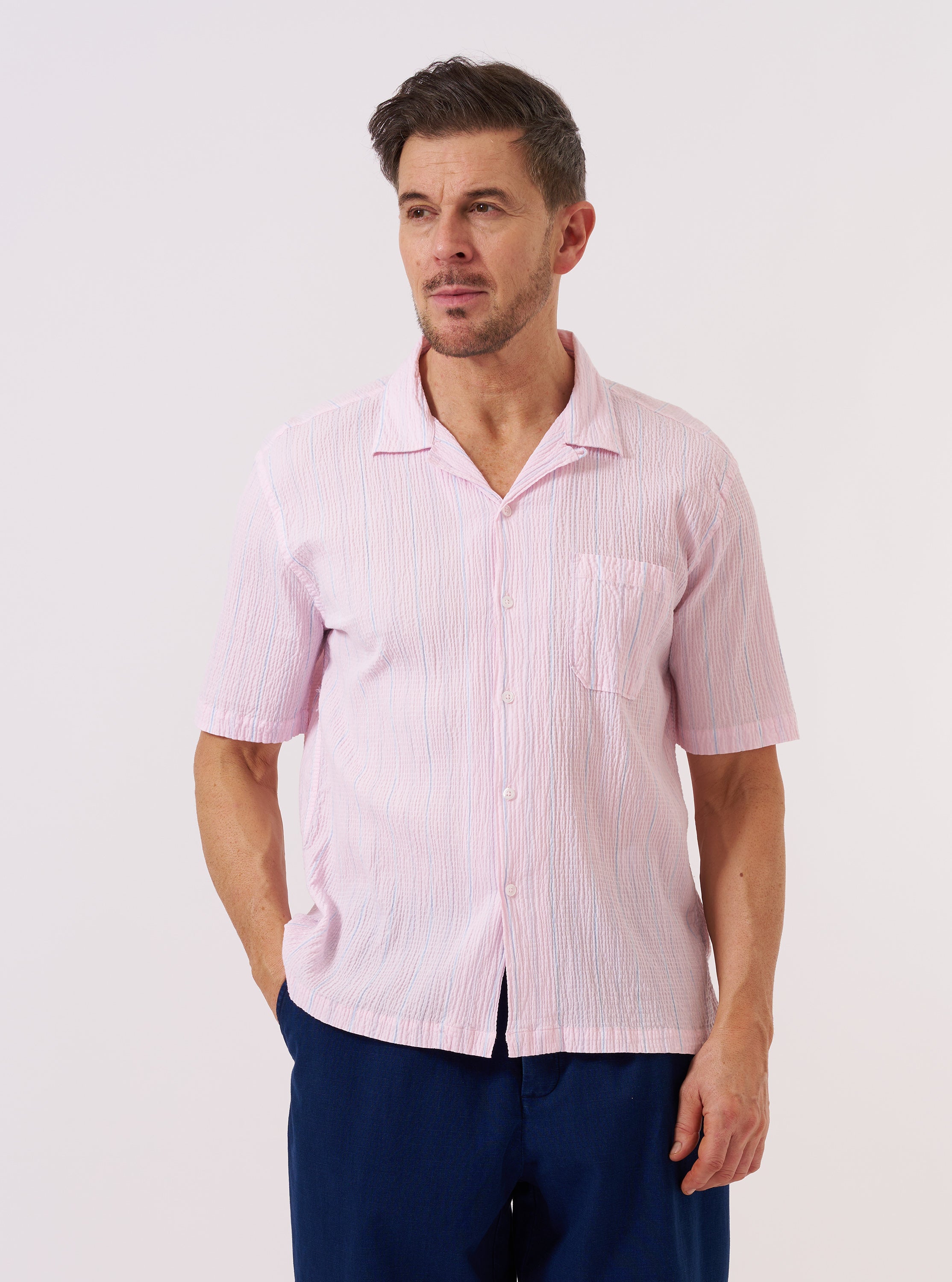 Men's Pink Lily Stripe Road Shirt – Universal Works
