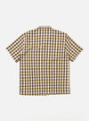 The Olive Aberdeen Lincot Road Shirt is shown from the back as a flat lay against a plain white background. The image highlights the shirt's olive green linen-cotton fabric, a straight hem, and a simple back panel with a horizontal yoke.