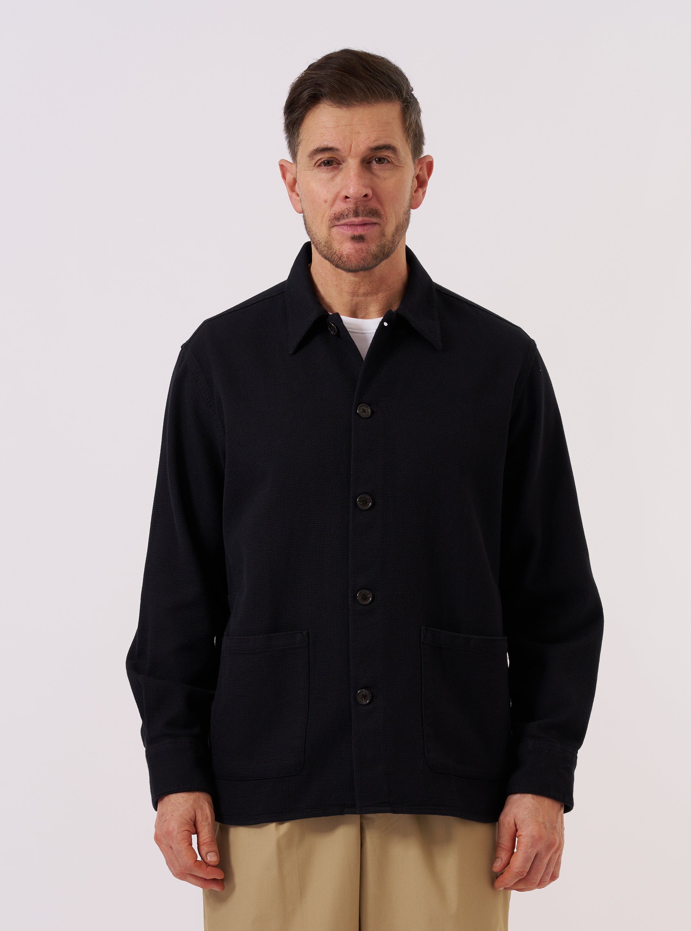 Men's Black Cotton Travail Overshirt – Universal Works
