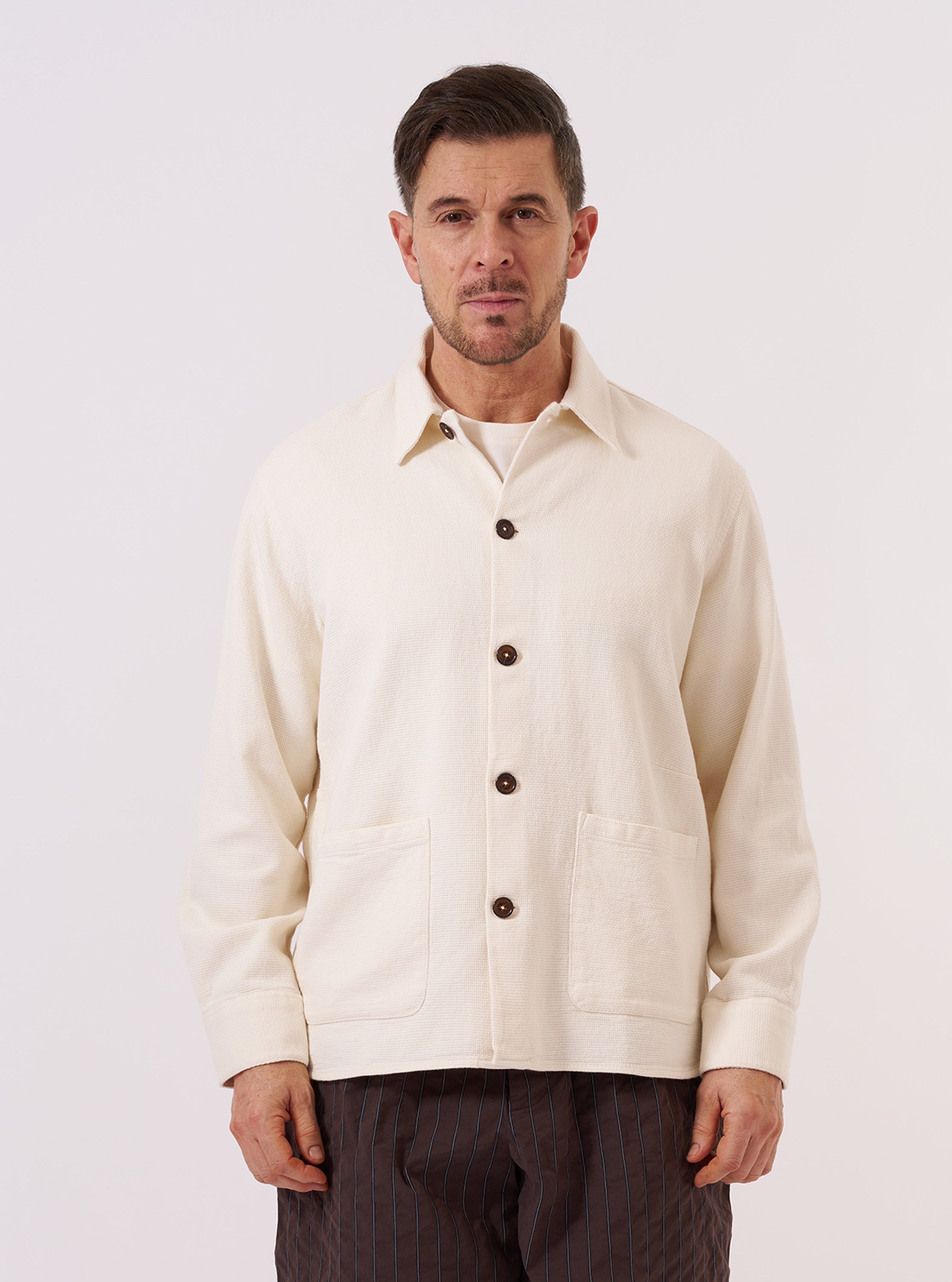 Men's Ecru Kendal Cotton Travail Overshirt – Universal Works