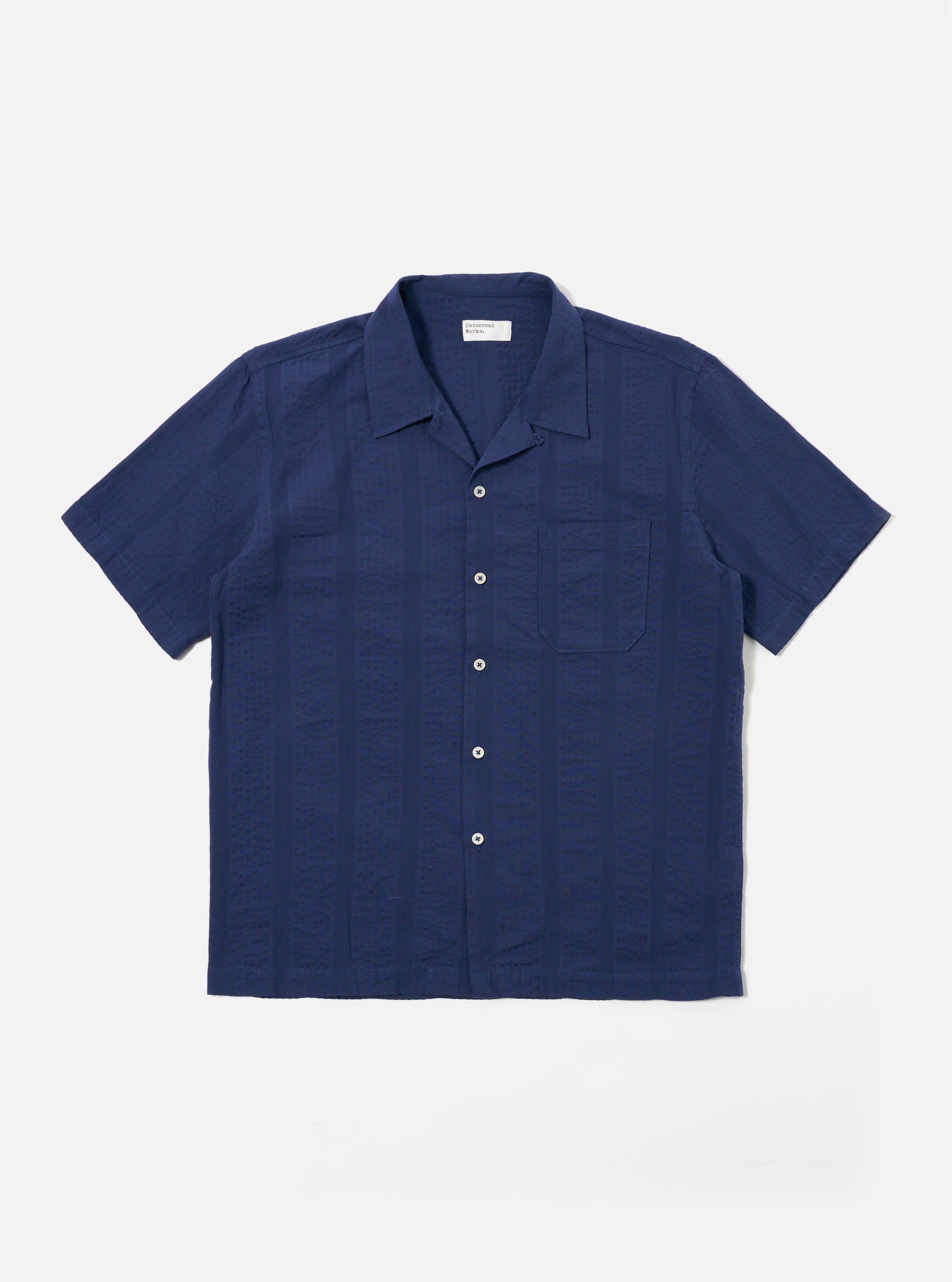 Men's Blue Maui Cotton Road Camp Collar Shirt – Universal Works