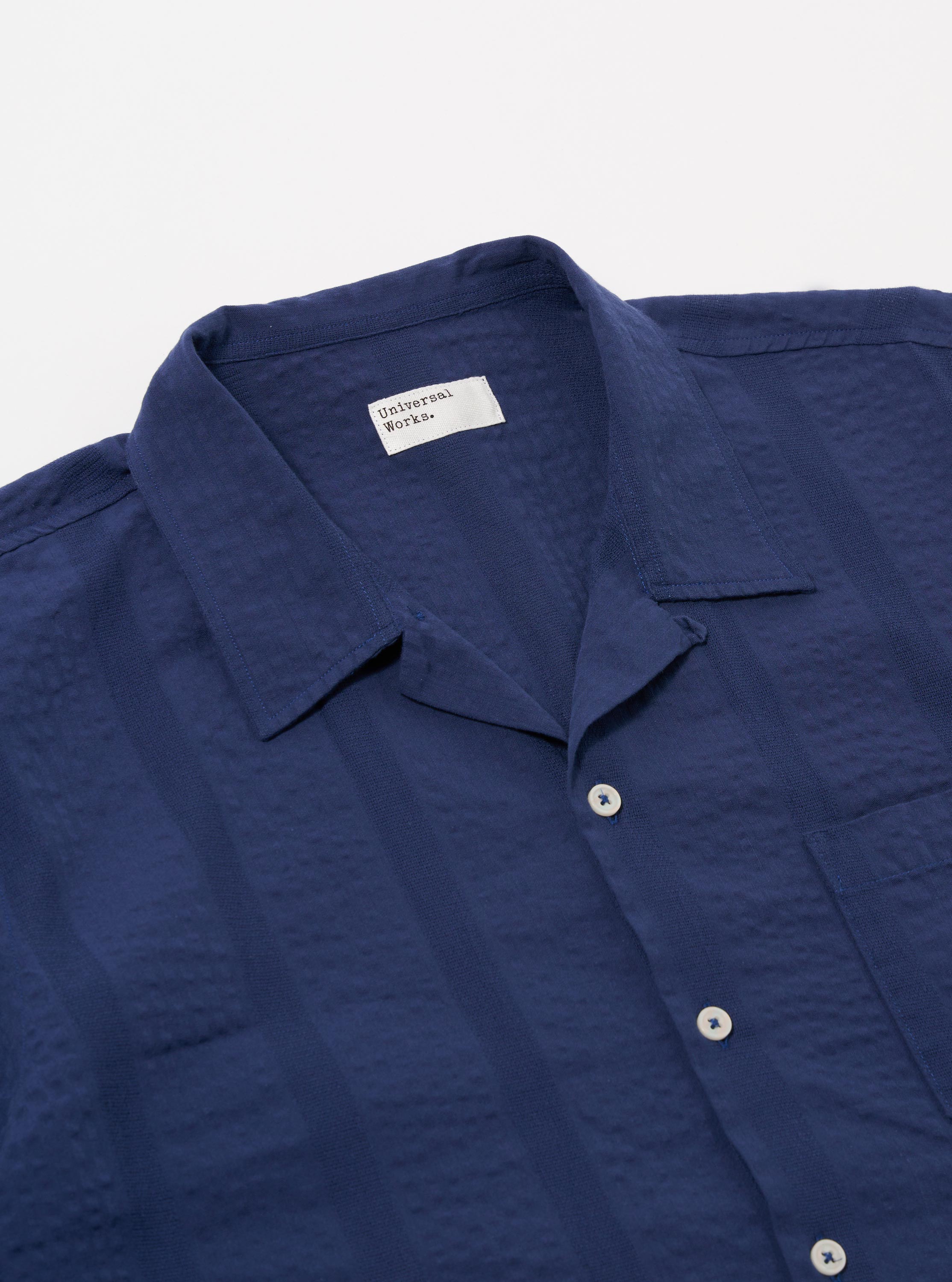 Men's Blue Maui Cotton Road Camp Collar Shirt – Universal Works