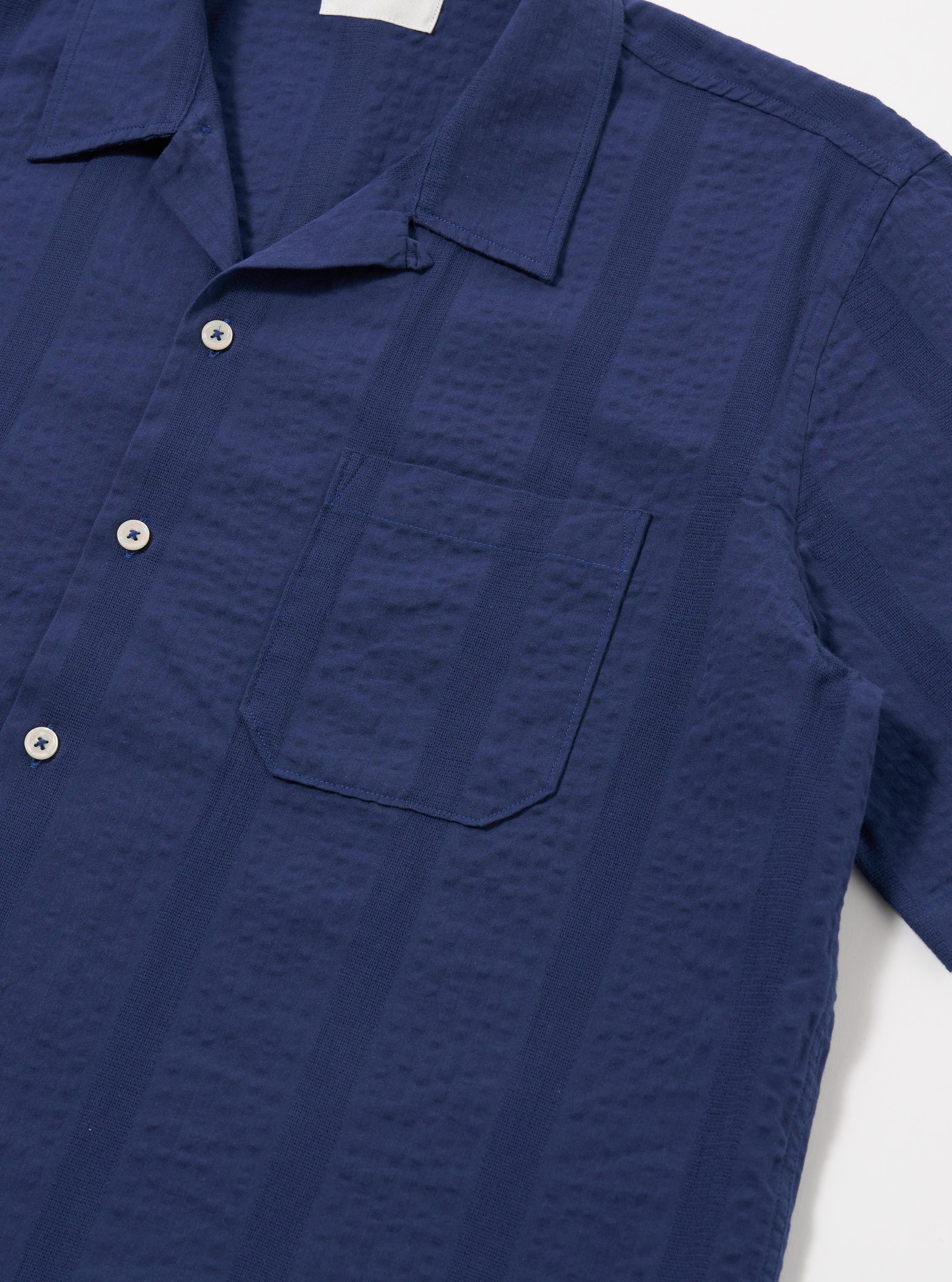 Men's Blue Maui Cotton Road Camp Collar Shirt – Universal Works
