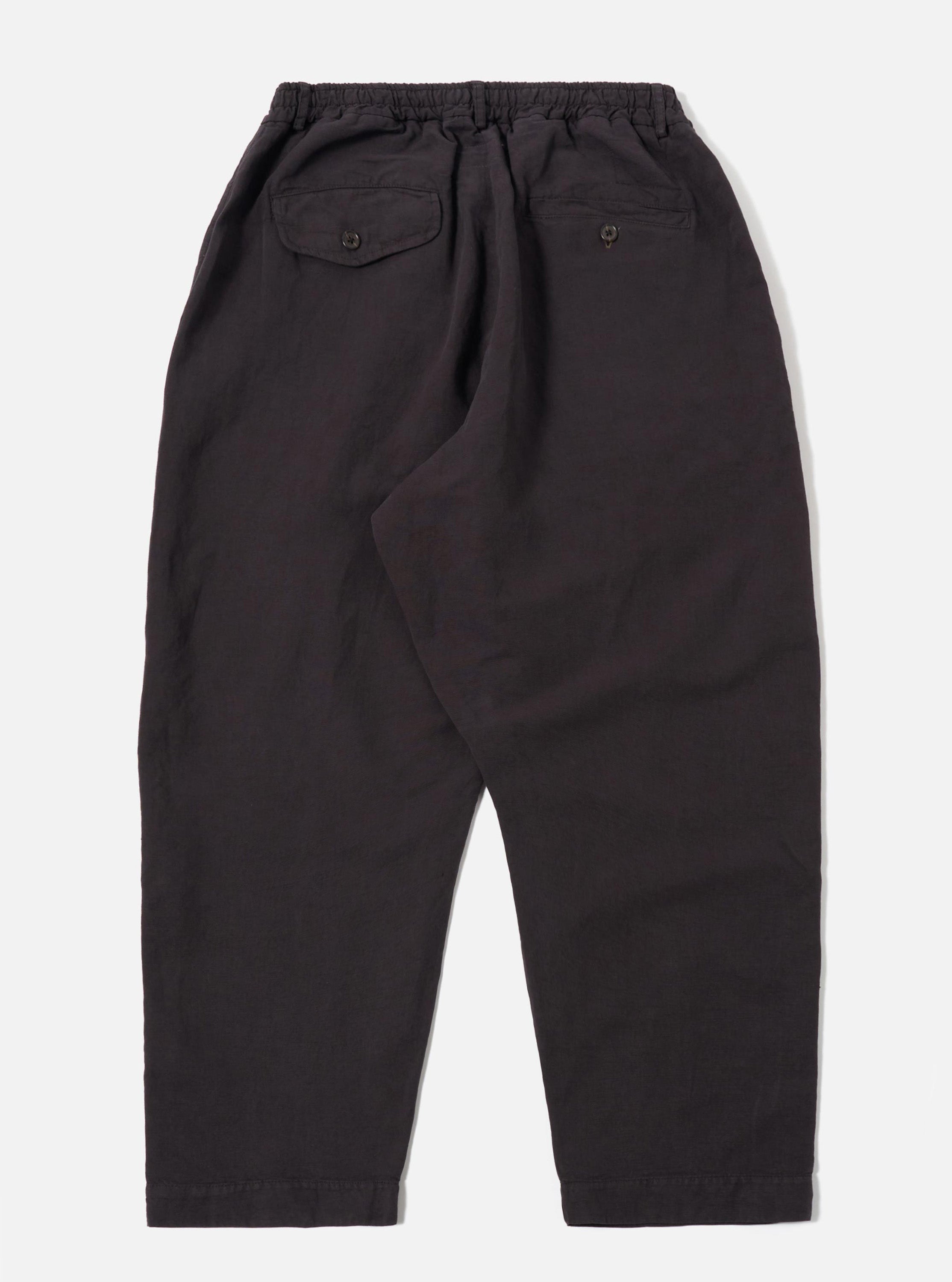 パンツ 2tuck black linen slacks pants 2Tuck Wide Wool Touch Slacks -black-