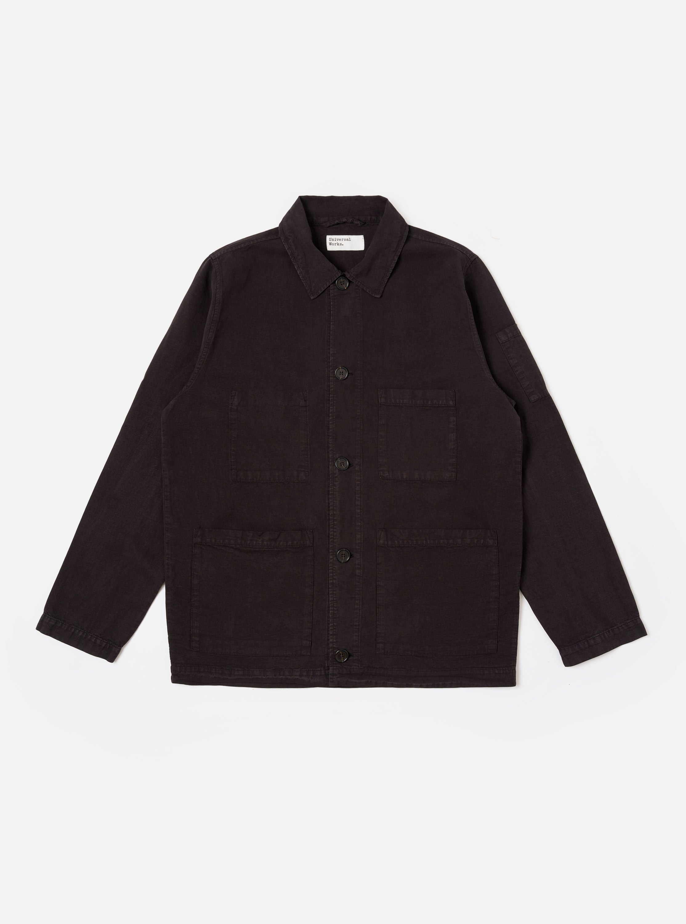 Men's Licorice Lyo Linen Mix Coverall Jacket – Universal Works Men's Licorice Lyo Linen Mix Coverall Jacket – Universal Works