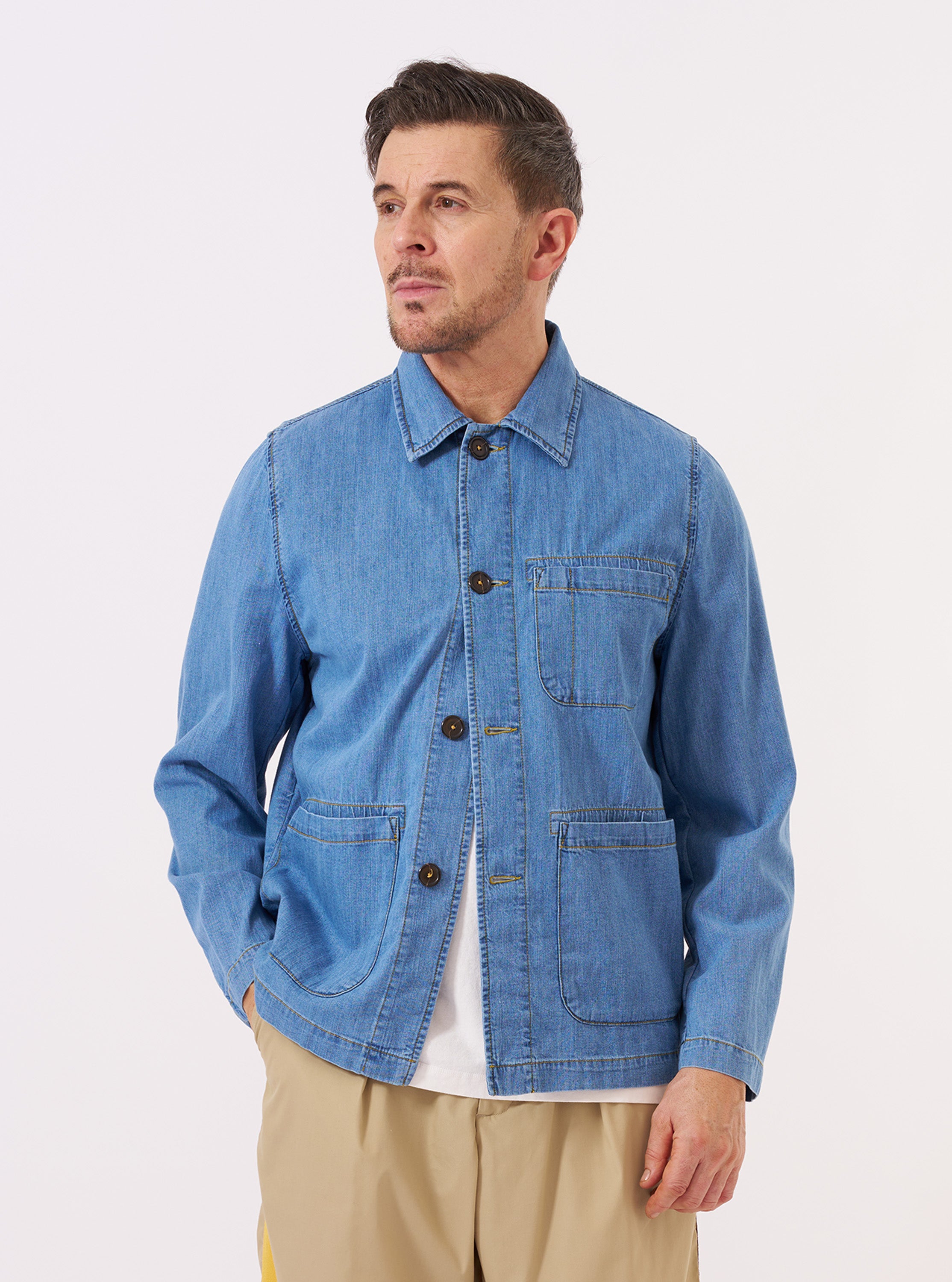 Men's Washed Indigo 8oz Slub Denim Field Jacket – Universal Works