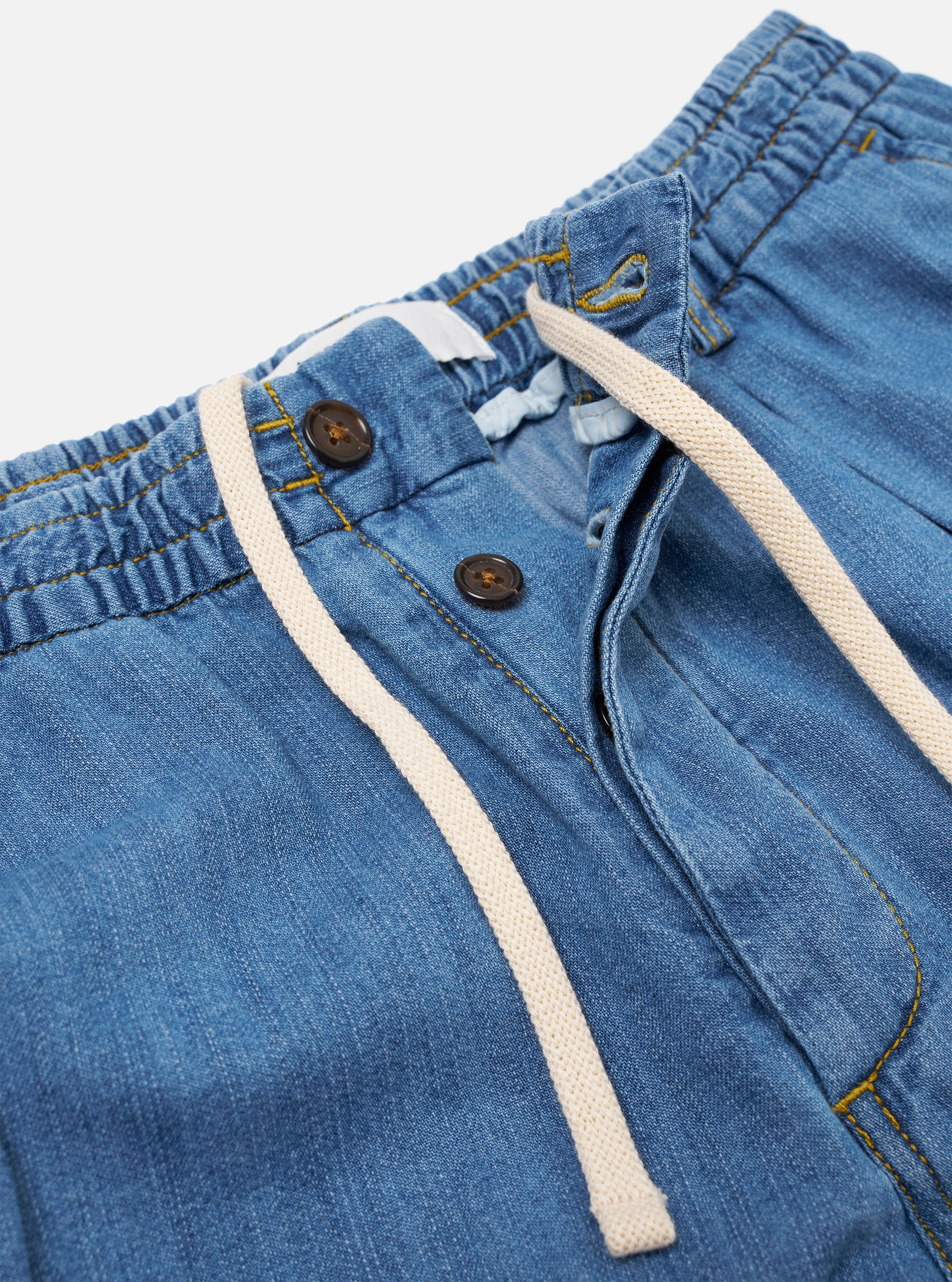 Men's Washed Indigo 8oz Slub Denim Wide Leg Oxford Pant