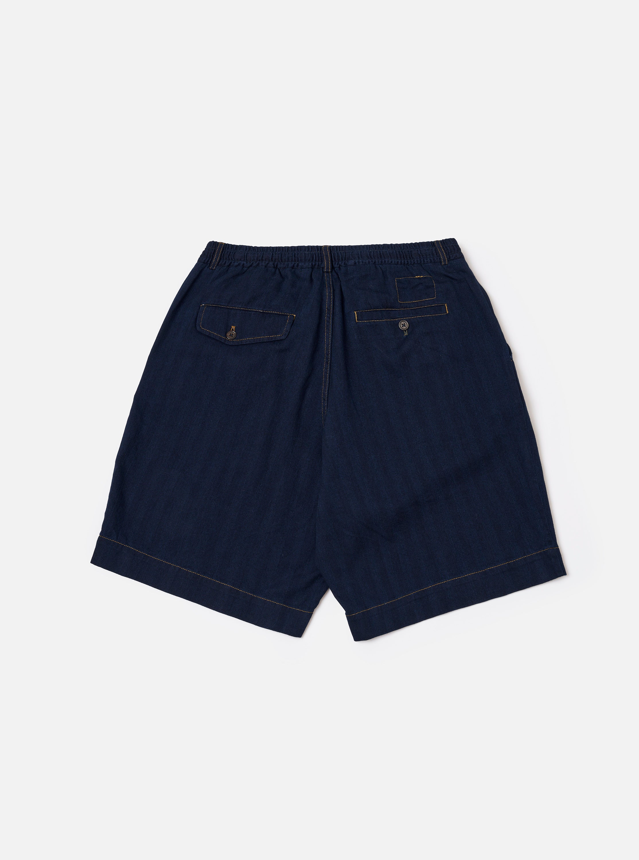 Men's Indigo Recycled Herringbone Pleated Track Short – Universal