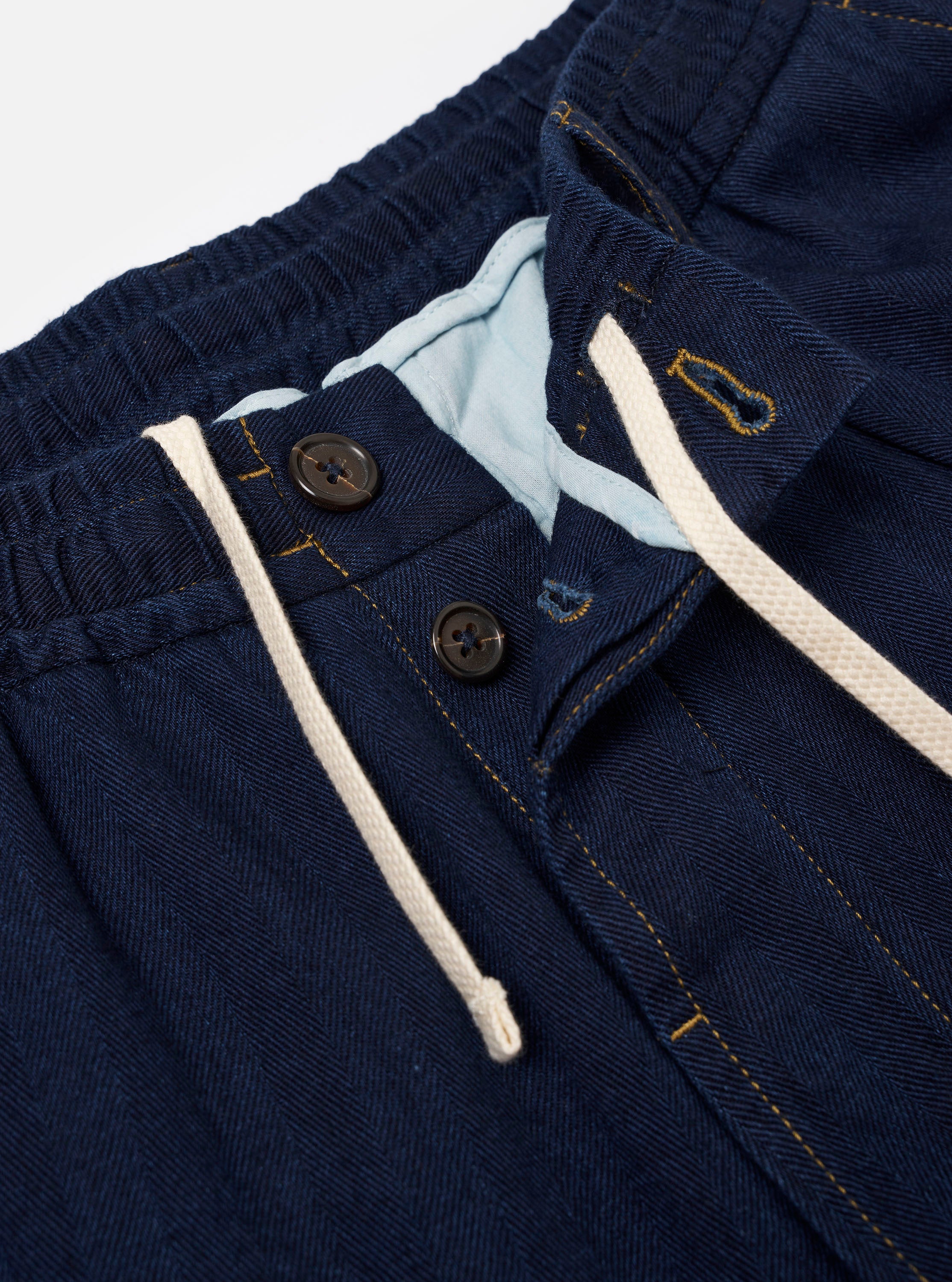 Men's Indigo Recycled Herringbone Pleated Track Short – Universal