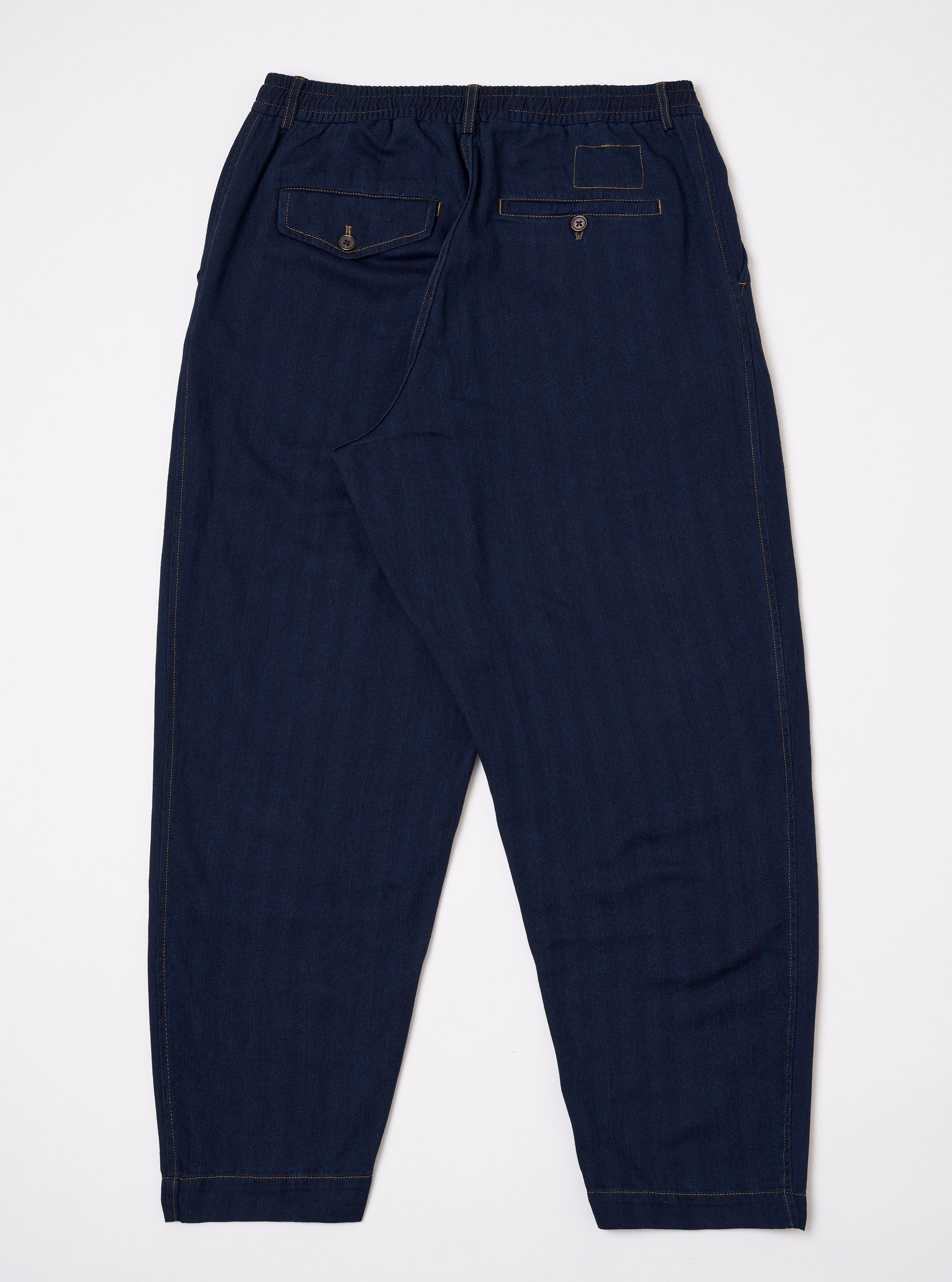 Men's Indigo Recycled Herringbone Pleated Track Pant – Universal Works