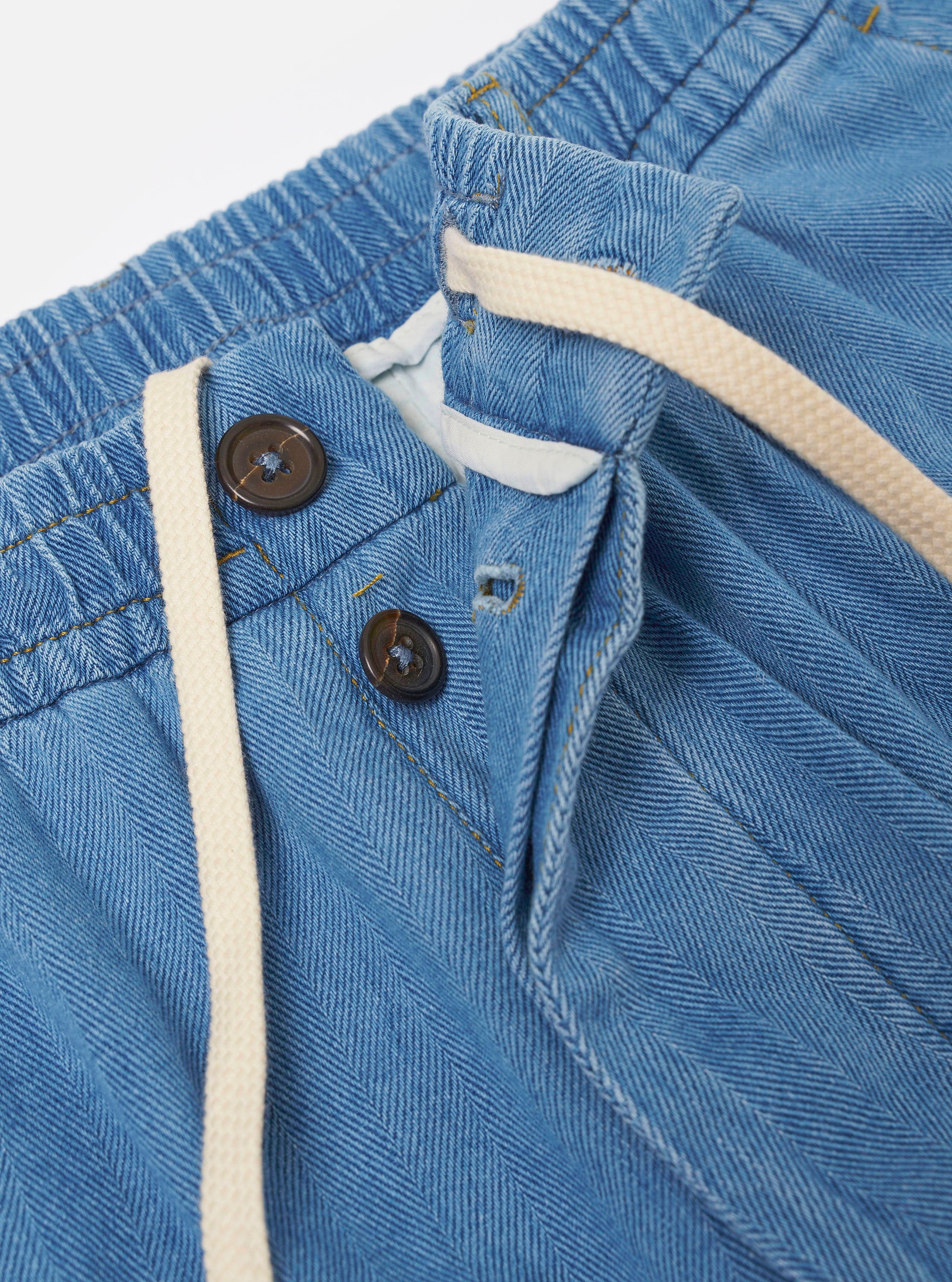 Men's Washed Indigo Recycled Herringbone Pleated Track Pant