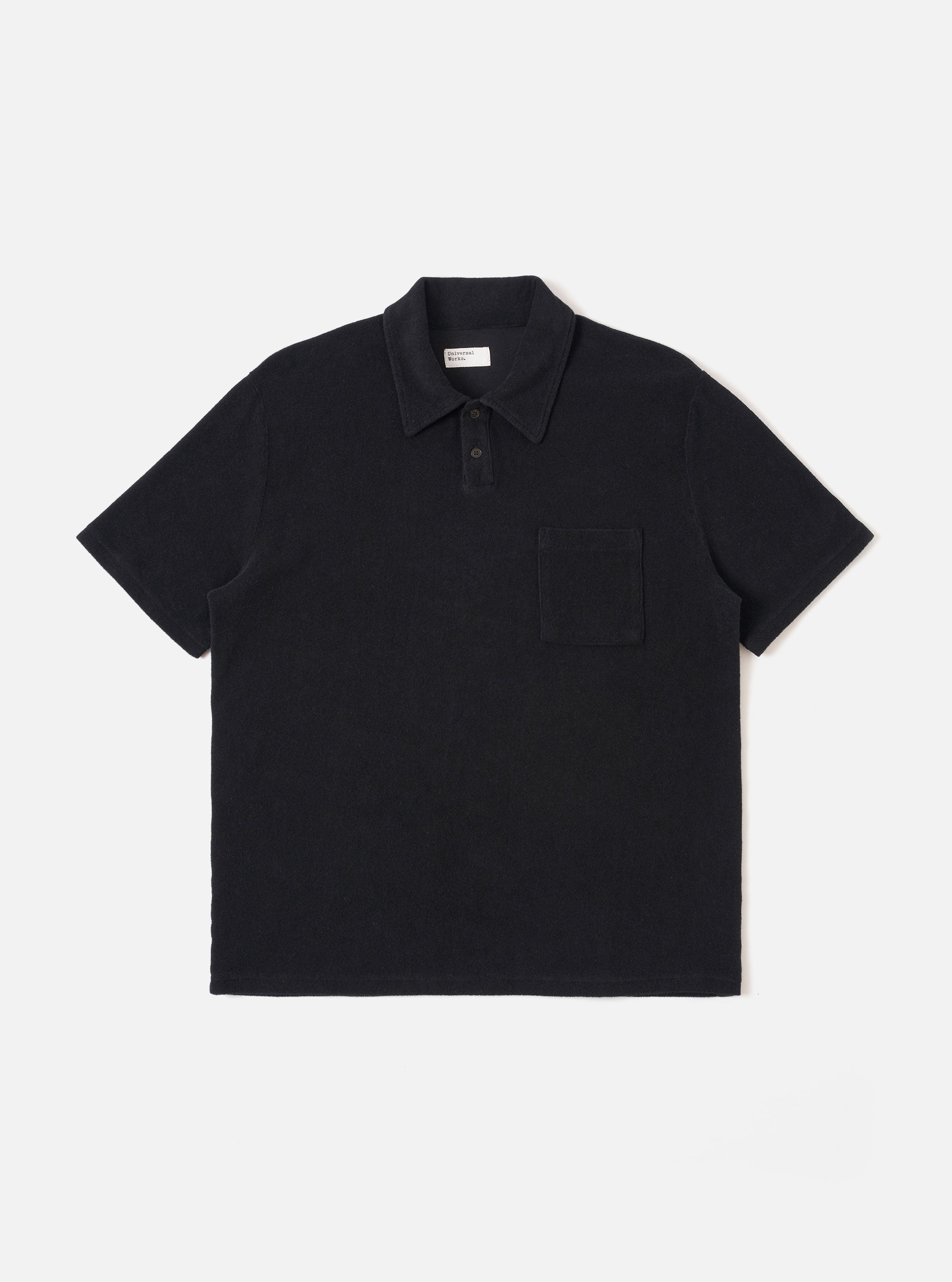 Men's Black Light Weight Terry Newlyn Polo – Universal Works
