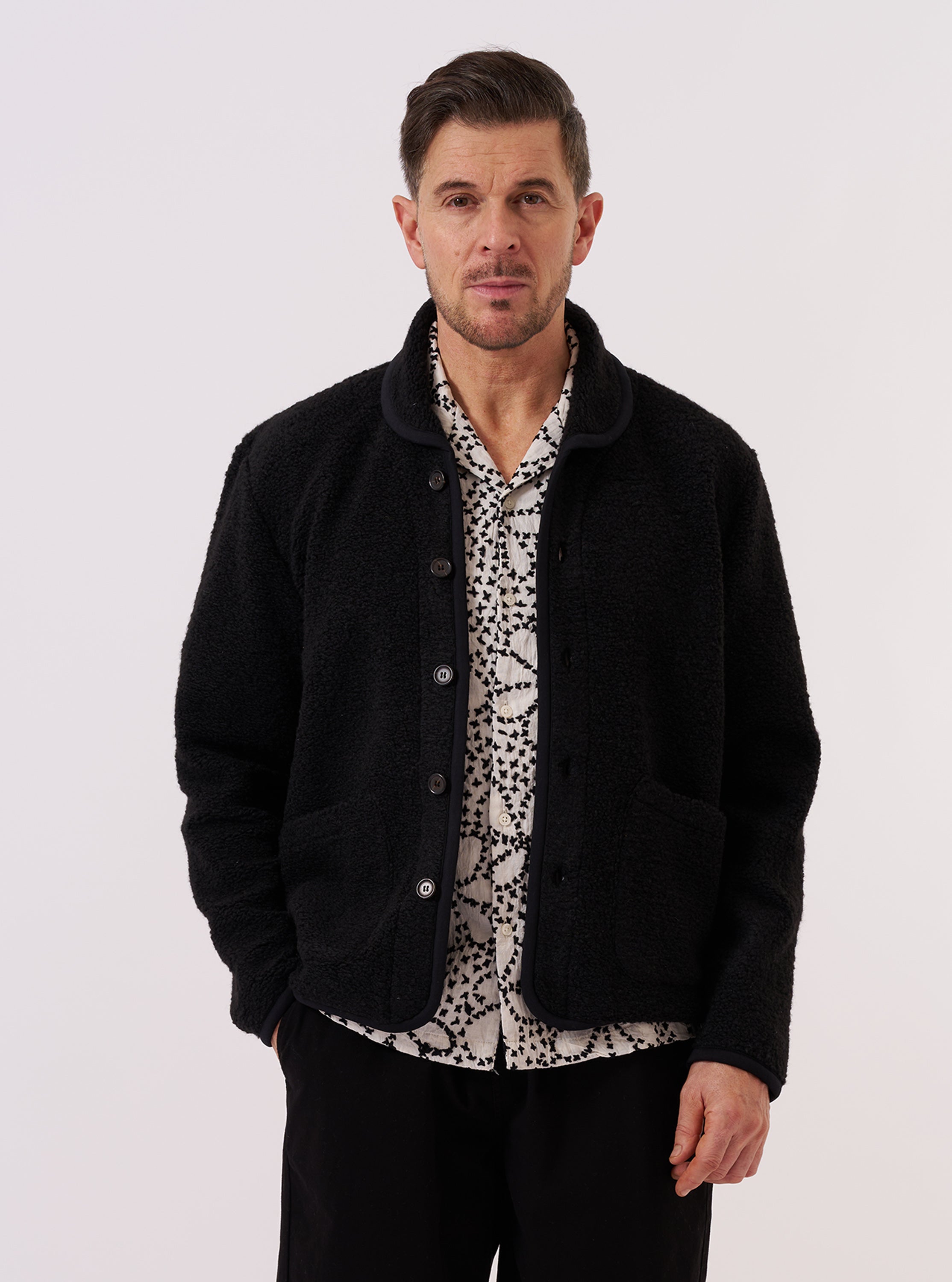 Men's Black Alvar Fleece Lancaster Jacket – Universal Works
