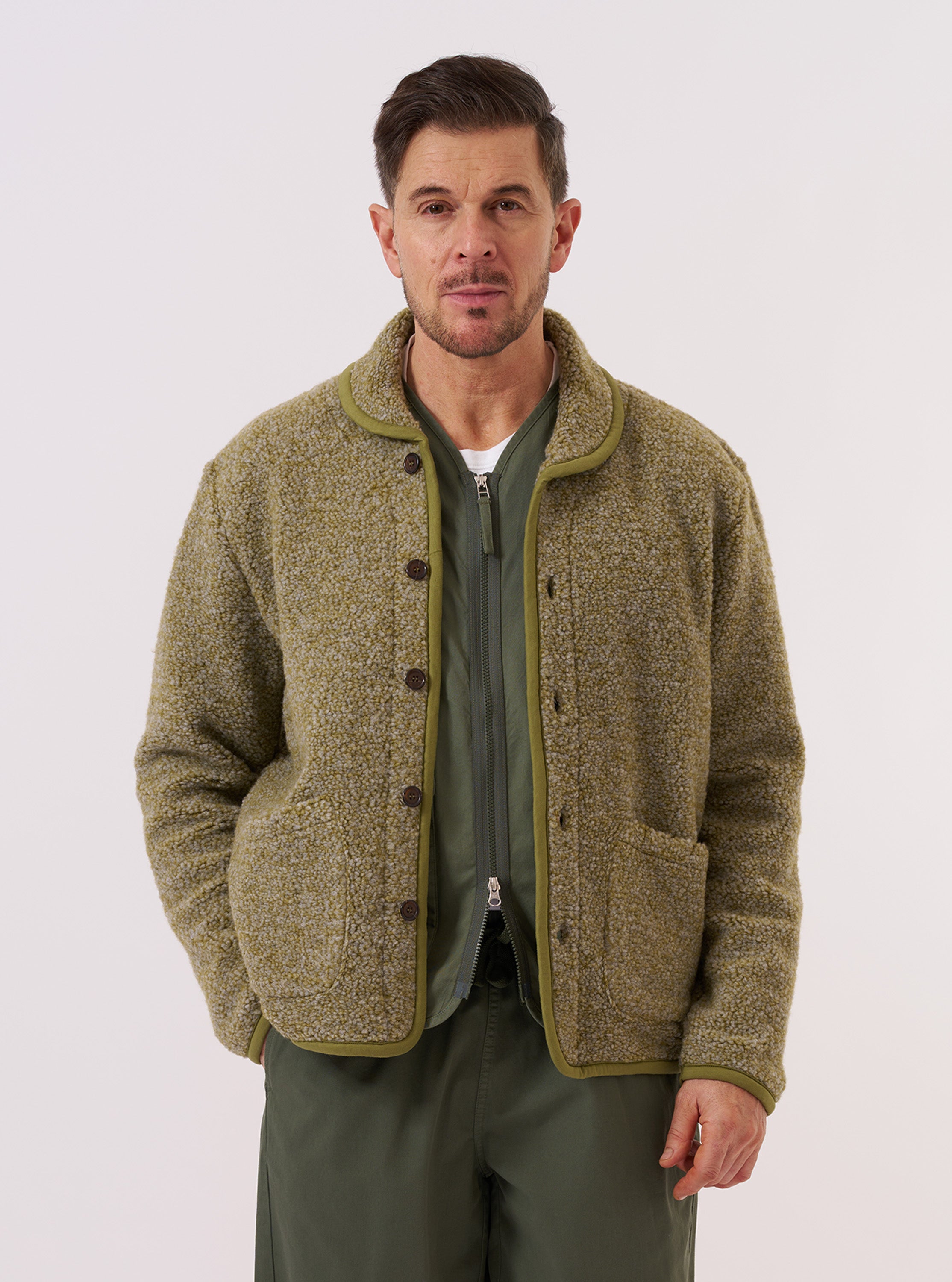 Men's Light Olive Alvar Fleece Lancaster Jacket – Universal Works