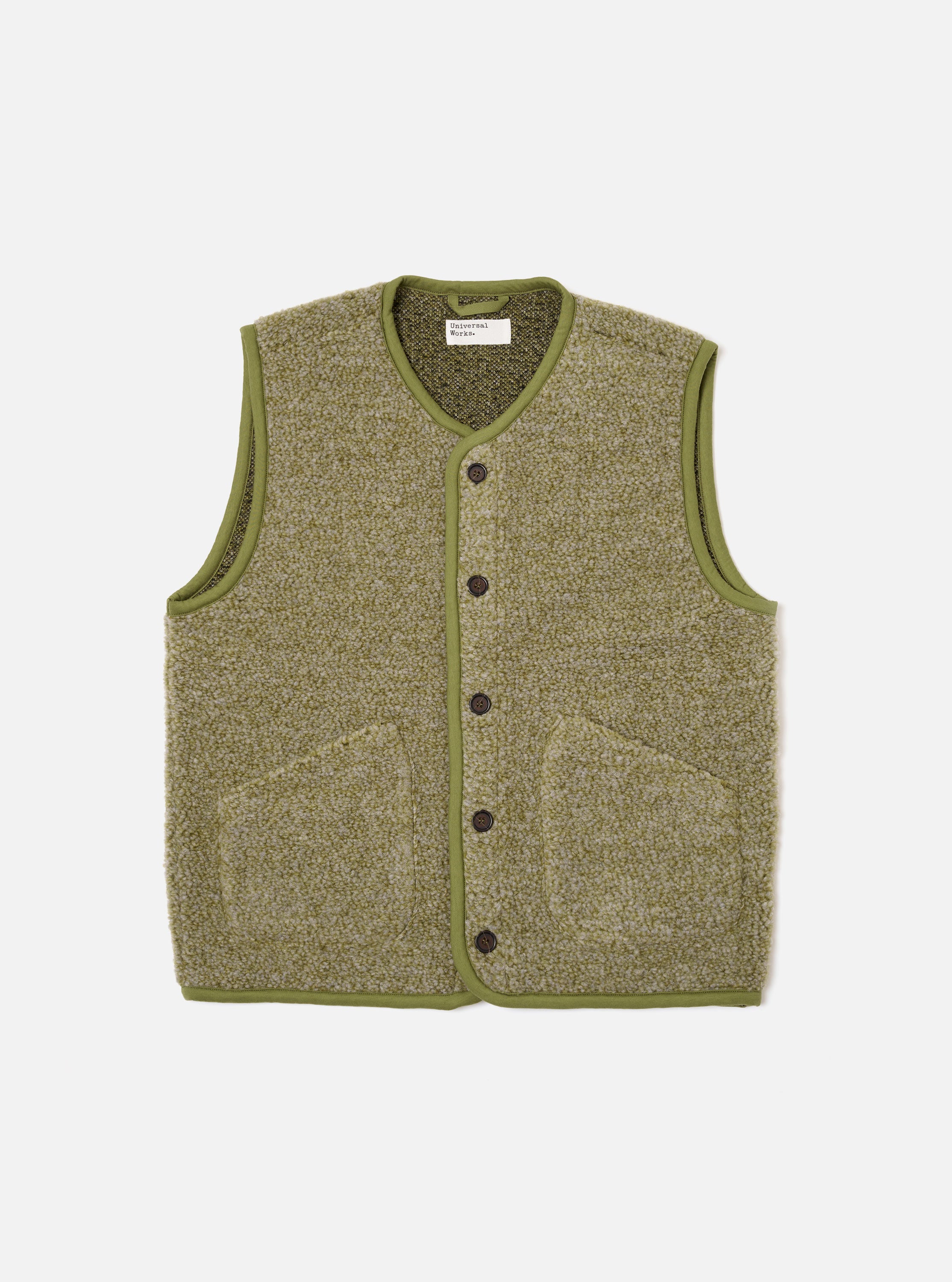 Men's Light Olive Alvar Fleece Lancaster Gilet – Universal Works