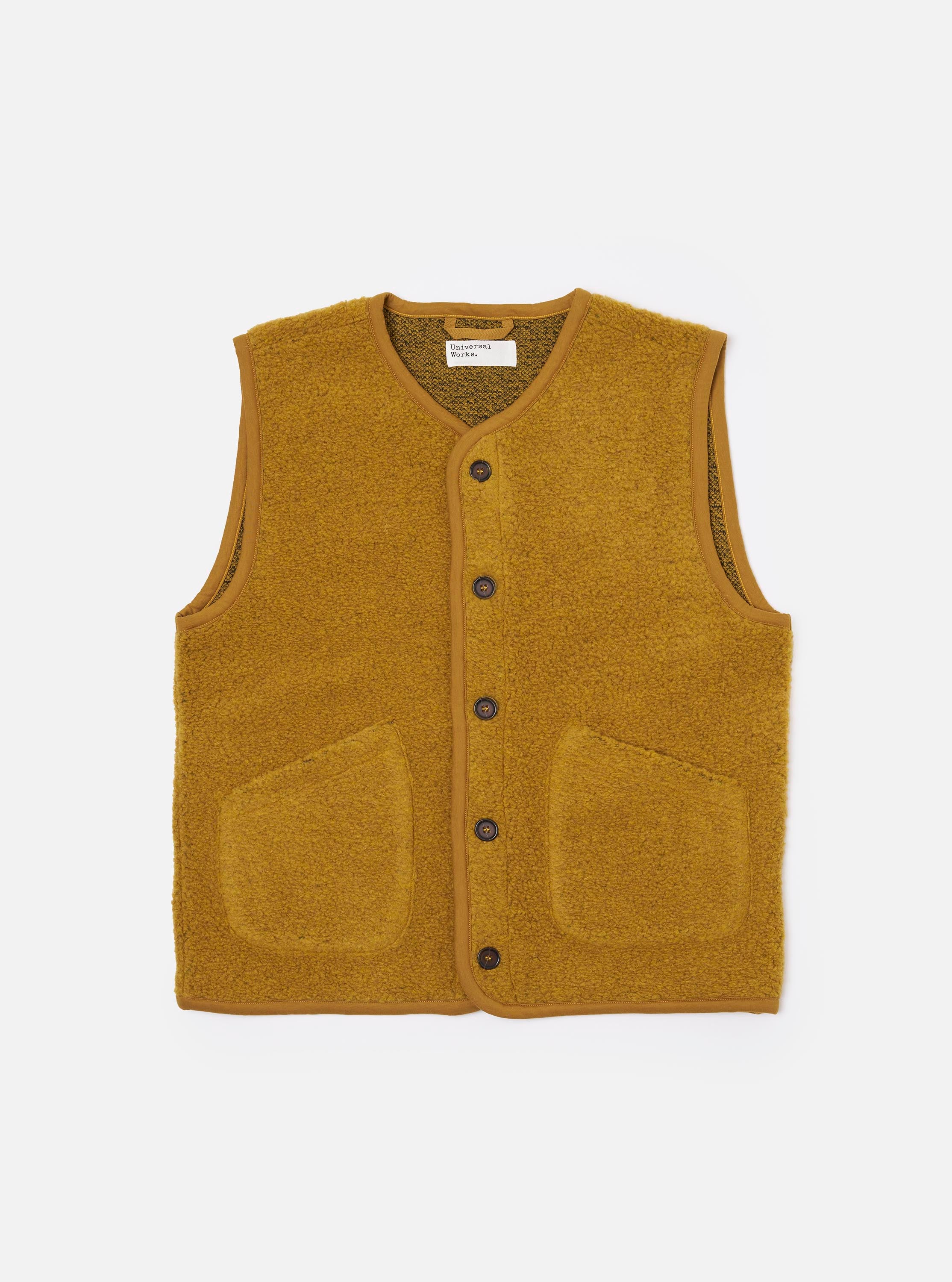 Men's Light Olive Alvar Fleece Lancaster Gilet – Universal Works