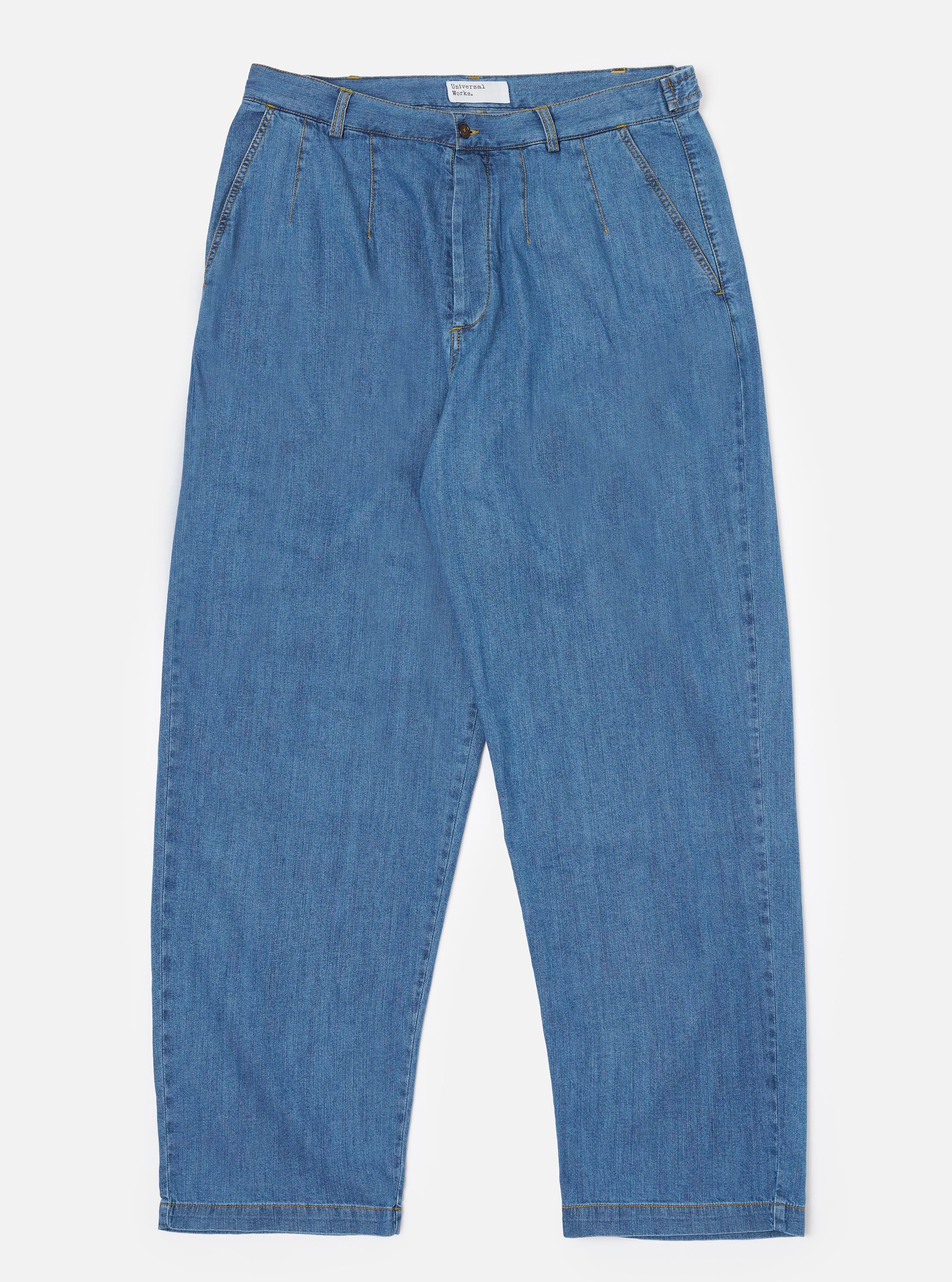 パンツ UNIVERSAL PRODUCTS WIDE DENIM PANTS Men's Washed Indigo 8oz Slub Denim Dutch Pant – Universal Works