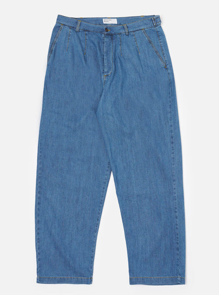Men's Washed Indigo 8oz Slub Denim Dutch Wide Leg Pant – Universal