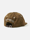 Back view of the A. SOCIETY x Universal Works Olive Twill Cotton Baseball Hat on a white backdrop. The hat is olive with white embroidery and a brown leather strap.