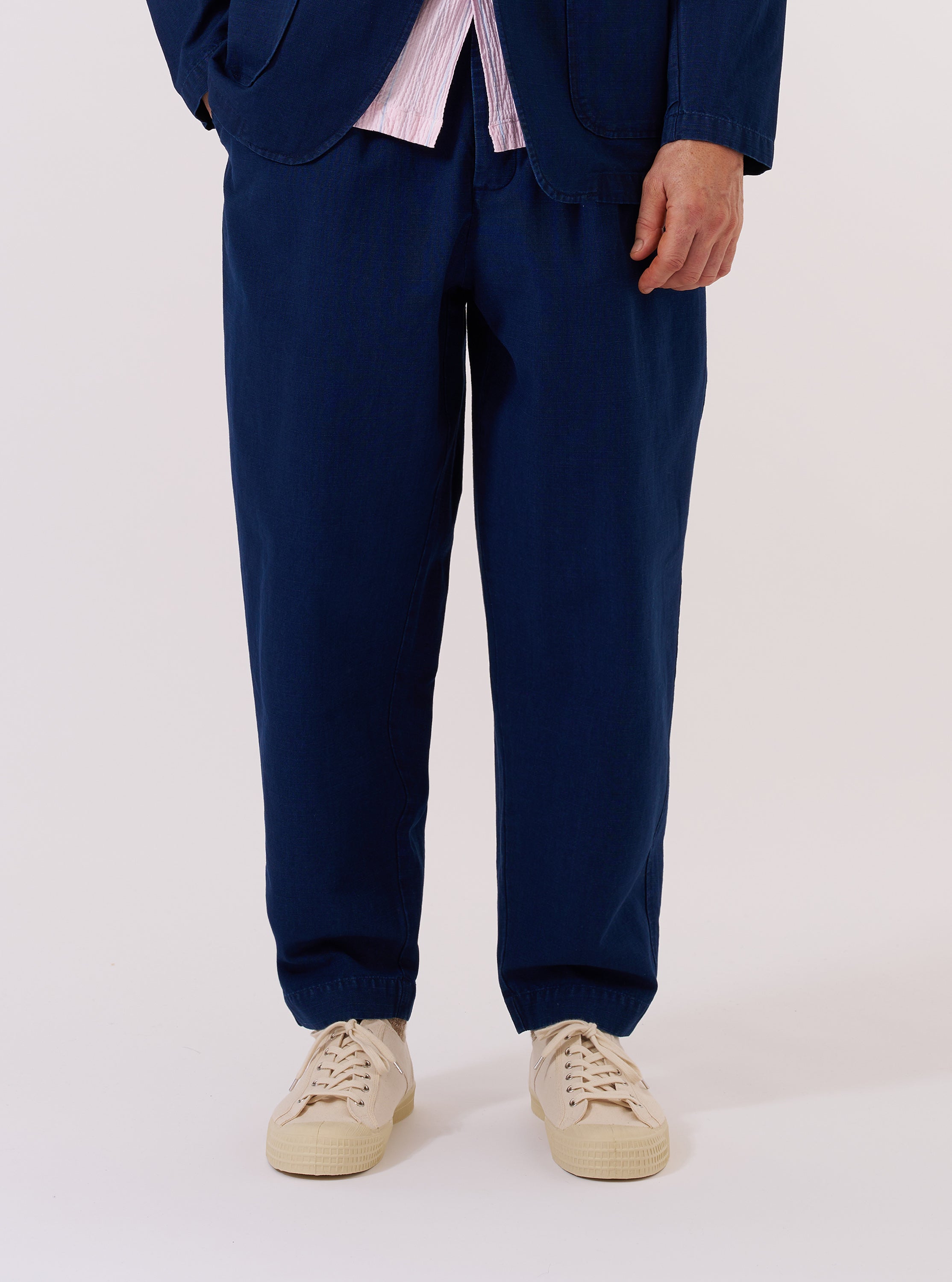 Men's Indigo Kimstop Pleated Track Pant – Universal Works