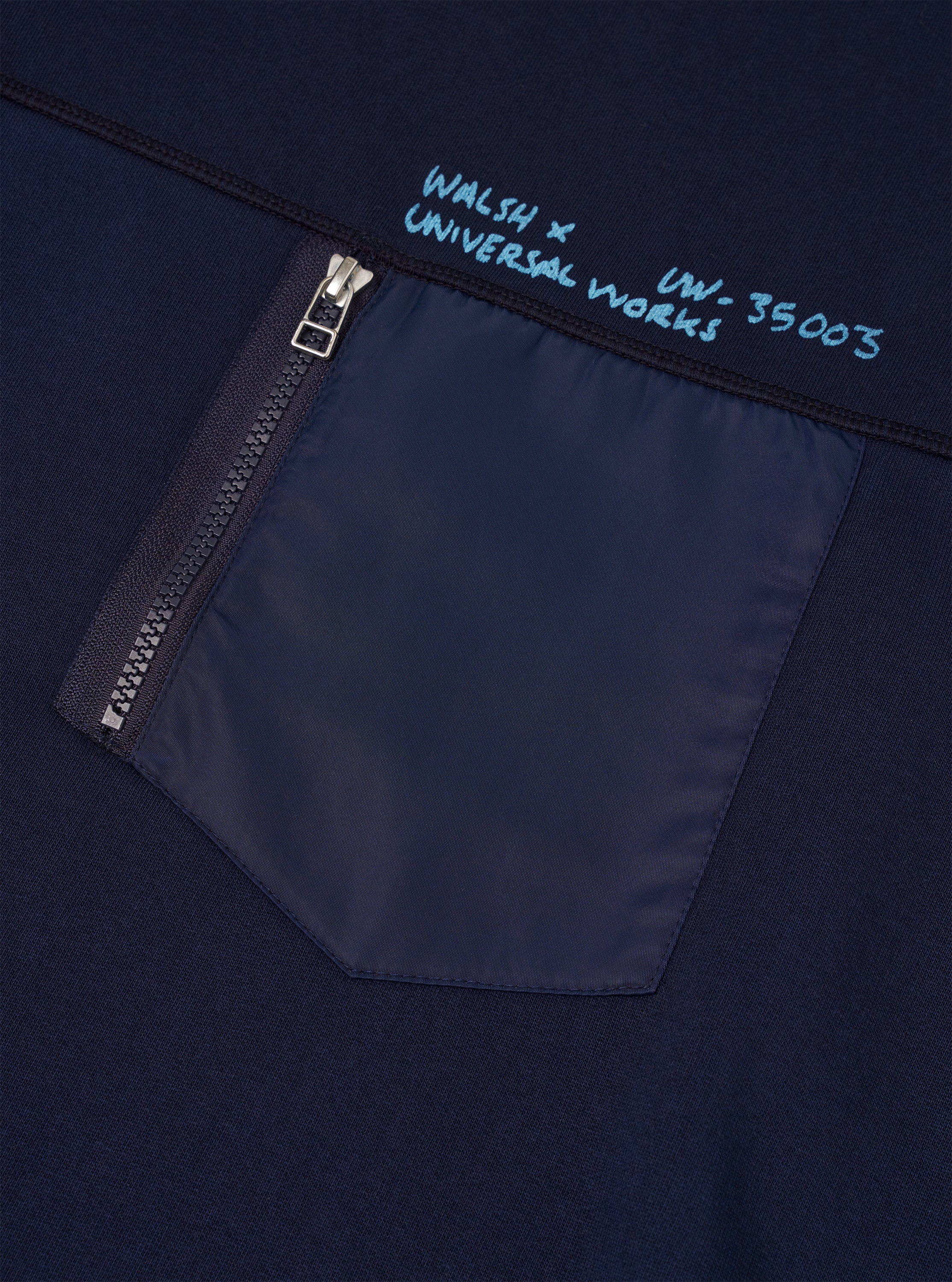 Men's Navy Brushback Sweat UWxW Panelled Loose Sweatshirt