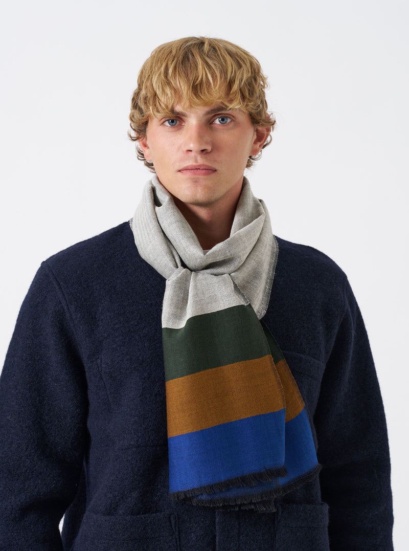 Grey Reversible Wool Himalayan Scarf