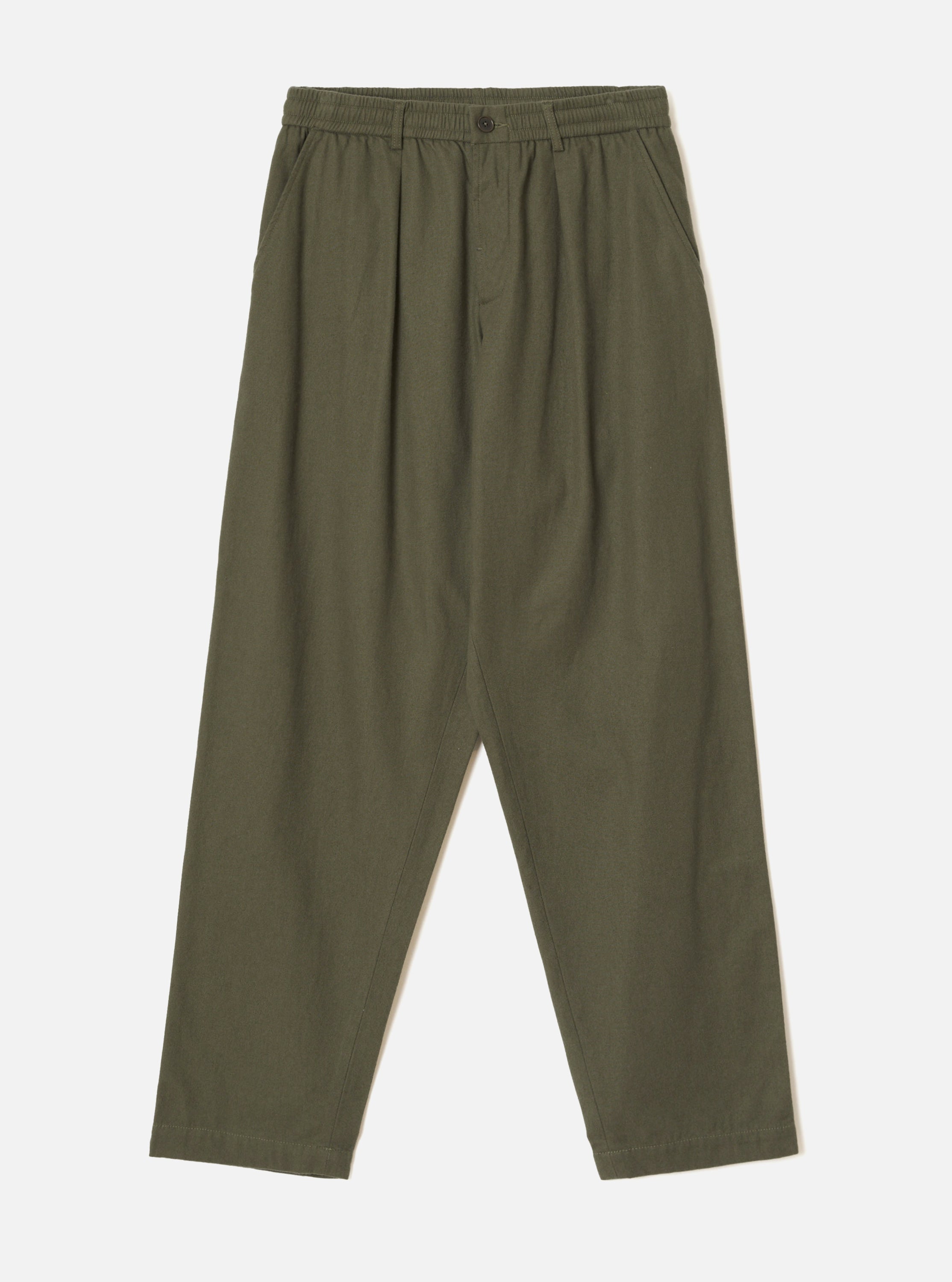Men's Olive Brushed Moleskin Pleated Track Pant – Universal Works