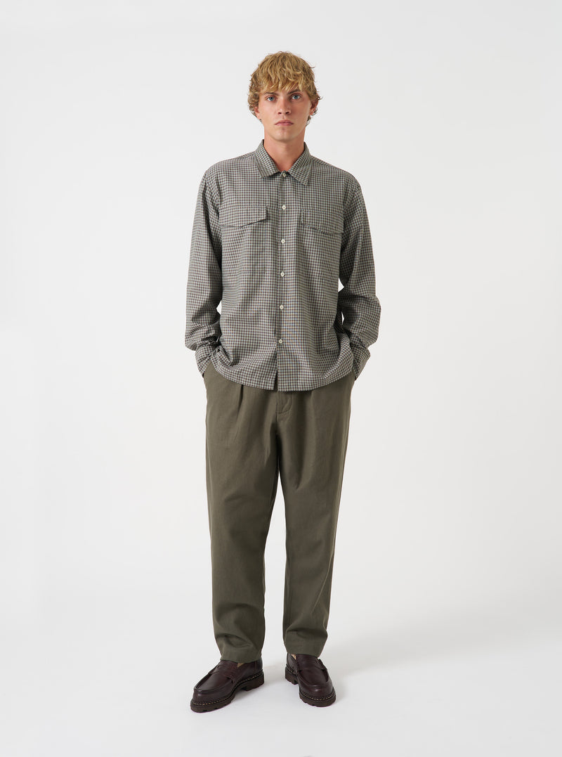 Olive Brushed Moleskin Pleated Track Pant