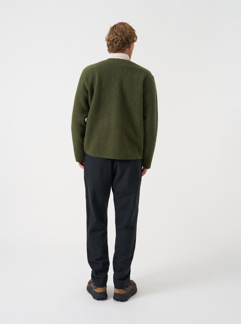 Black Brushed Moleskin Military Chino