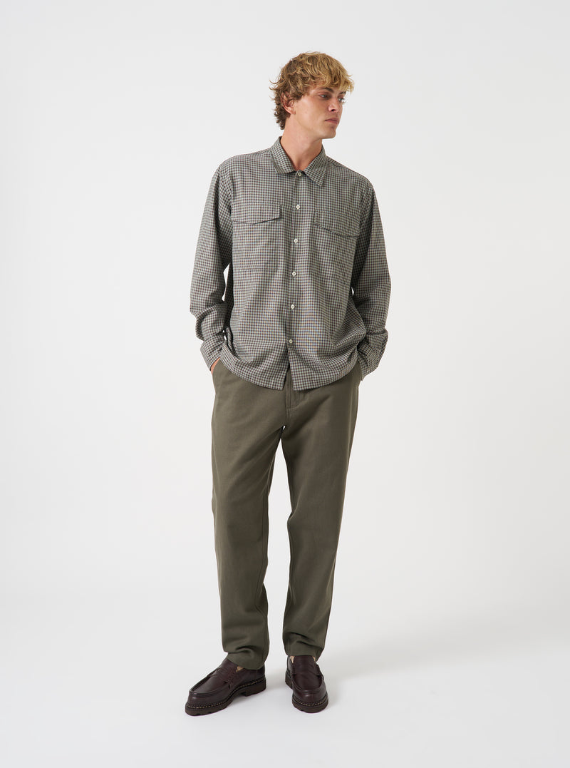 Olive Brushed Moleskin Military Chino