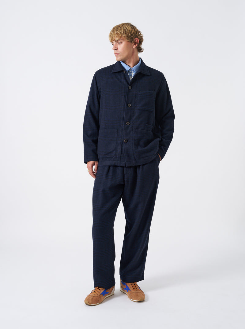 Navy Bob Wool Mix Bakers Overshirt