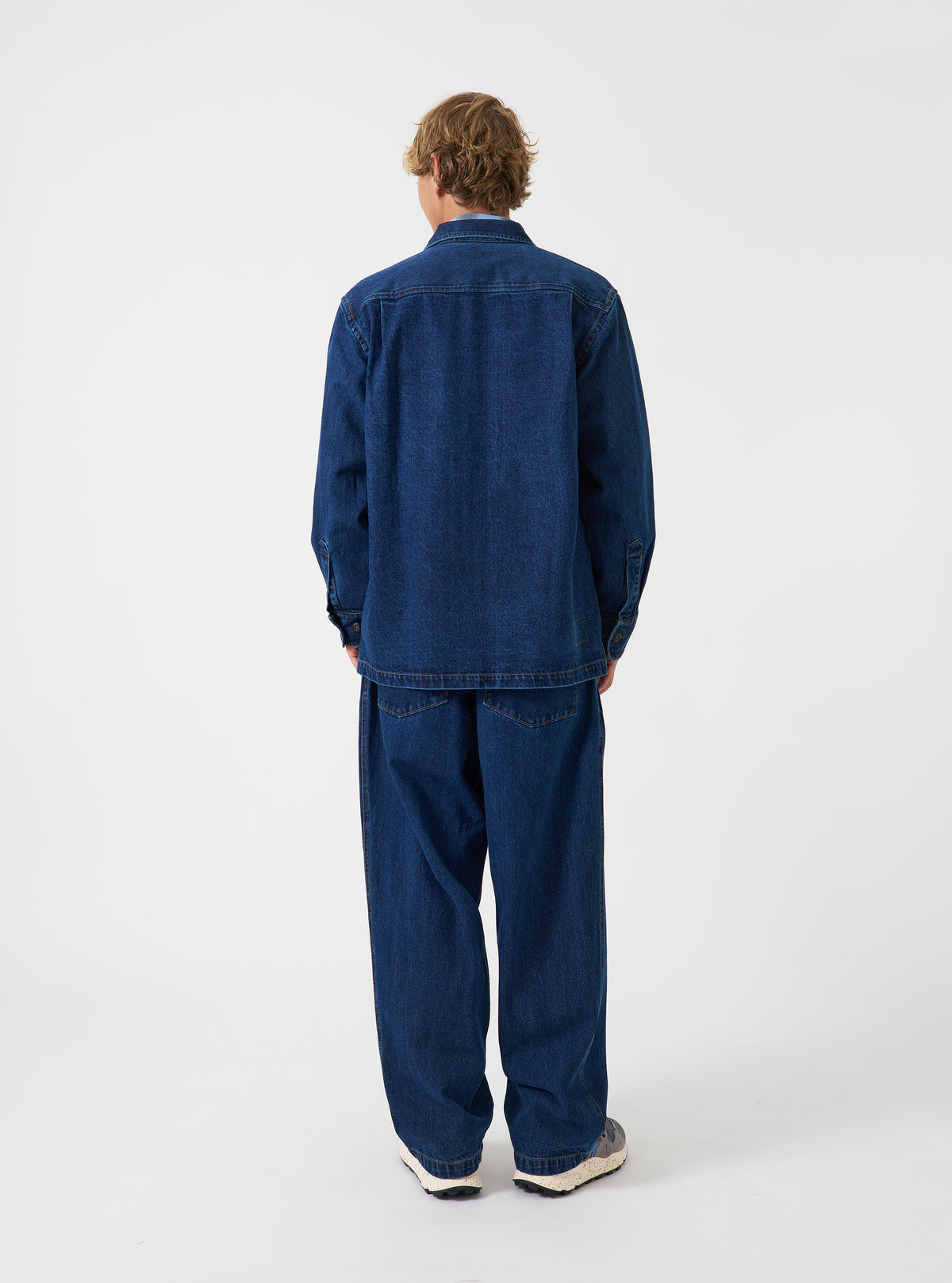 Indigo Contrast Stitch Work Denim Fatigue Shirt